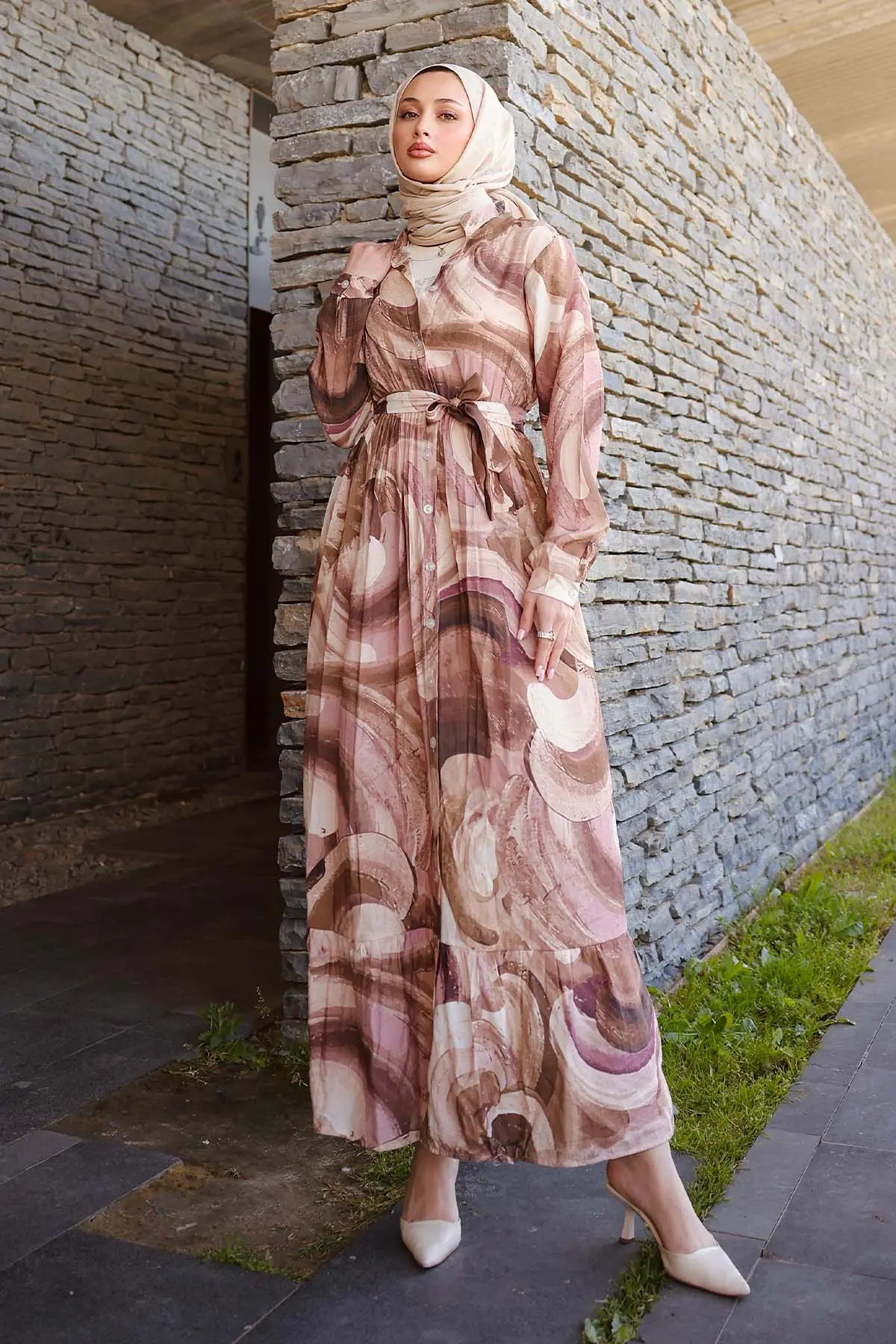 Patterned Hijab Dress-detail