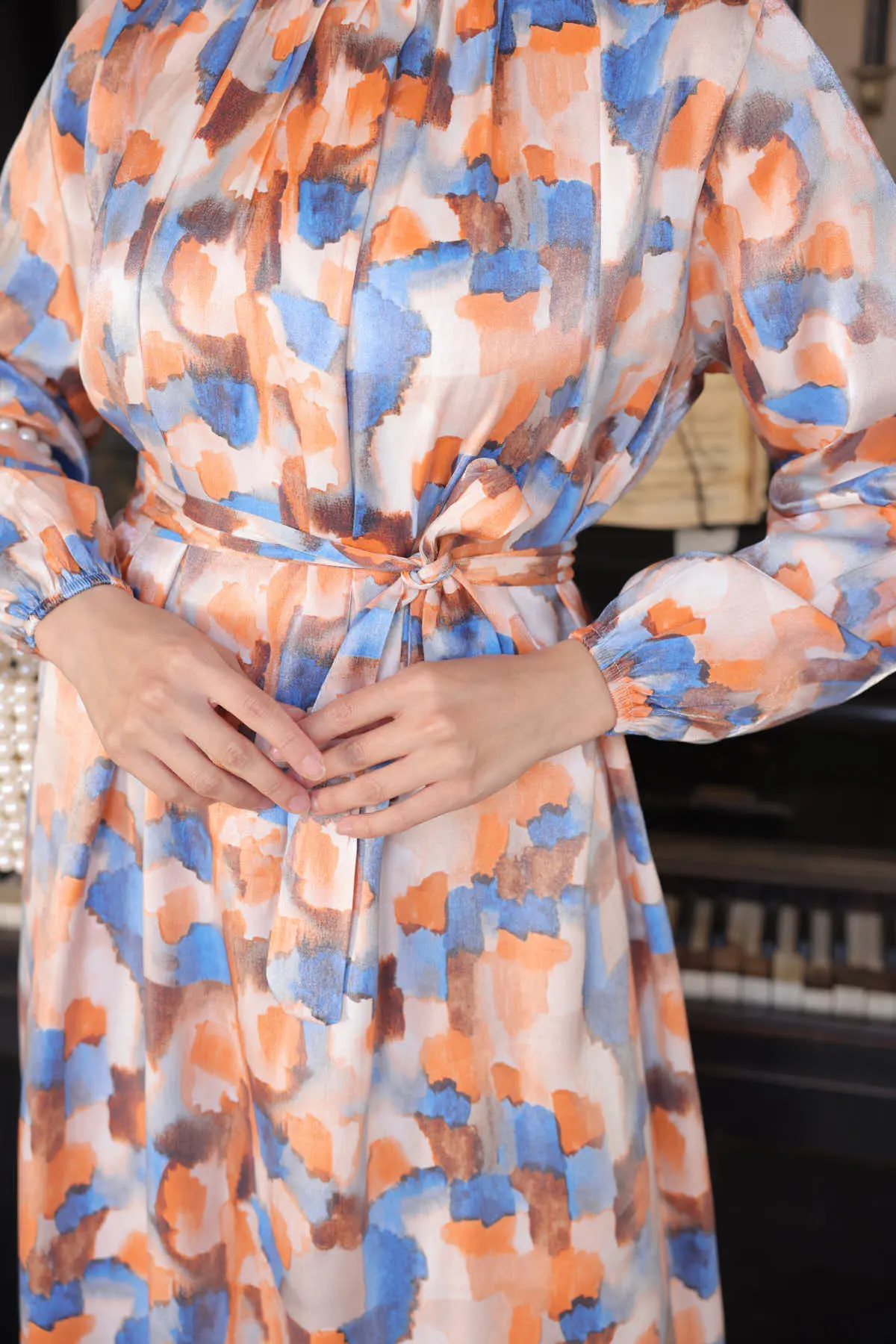 Patterned Hijab Dress-detail