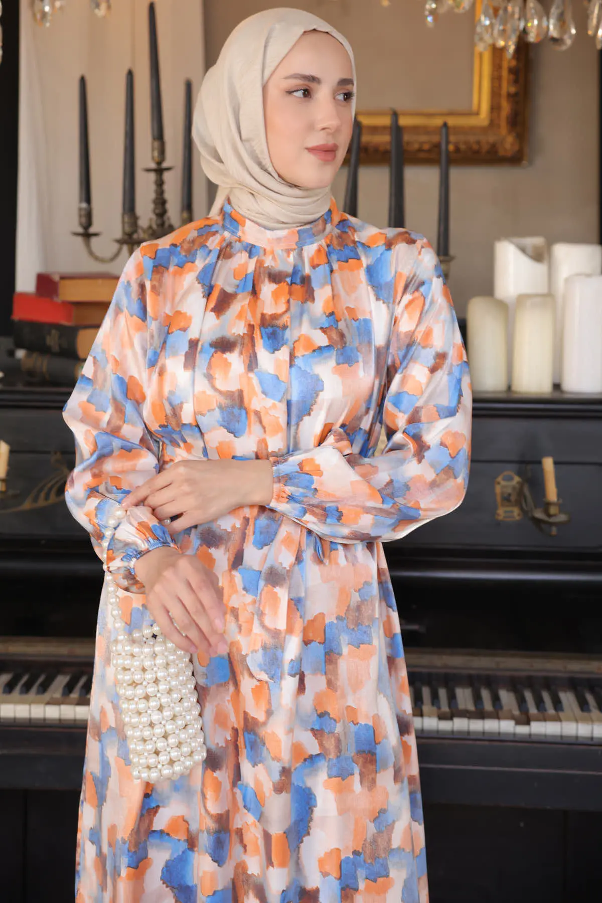 Patterned Hijab Dress-detail