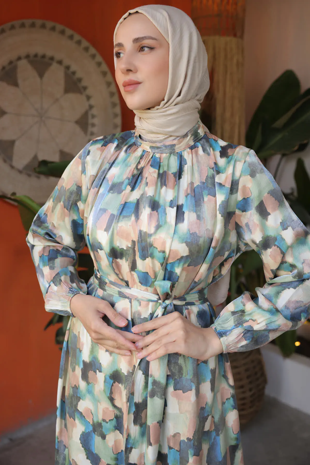 Patterned Hijab Dress-detail