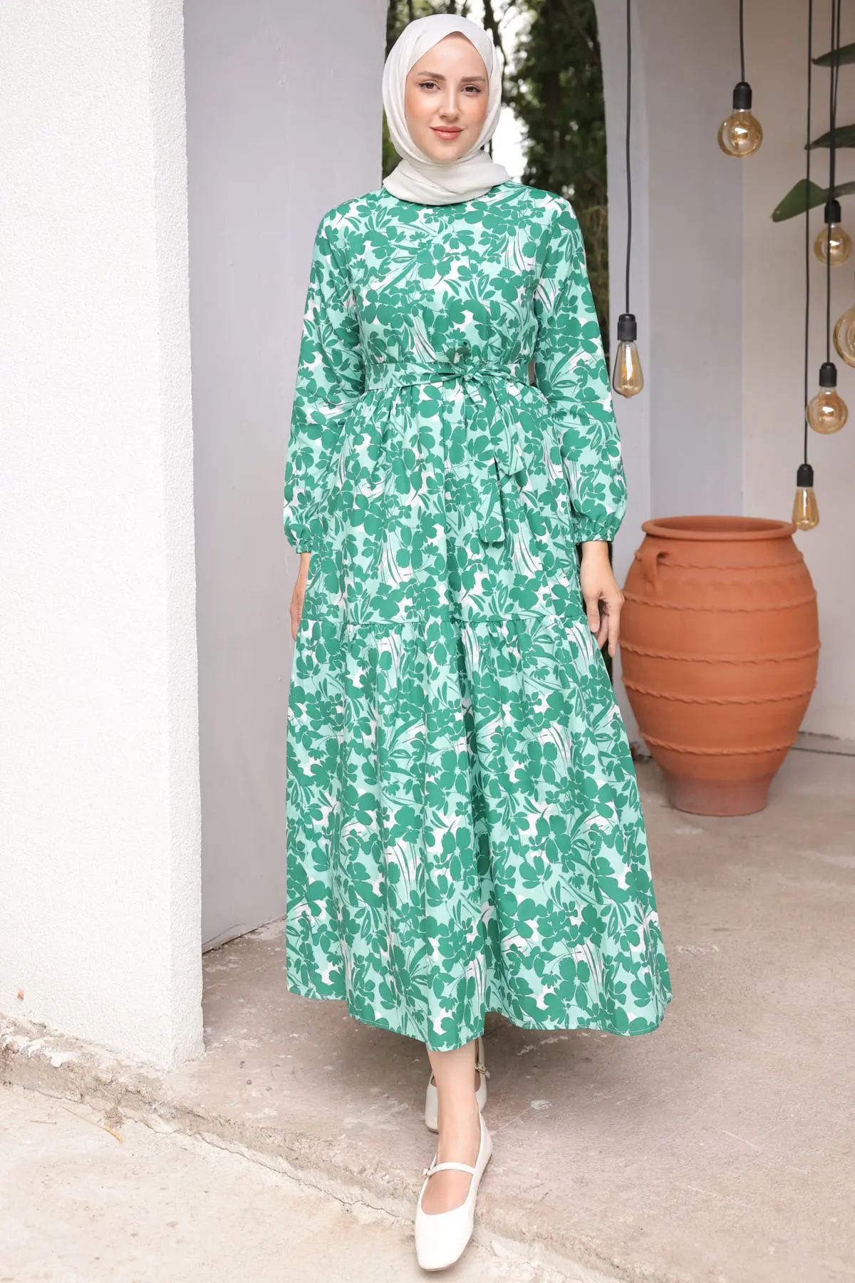 Patterned Hijab Dress-detail