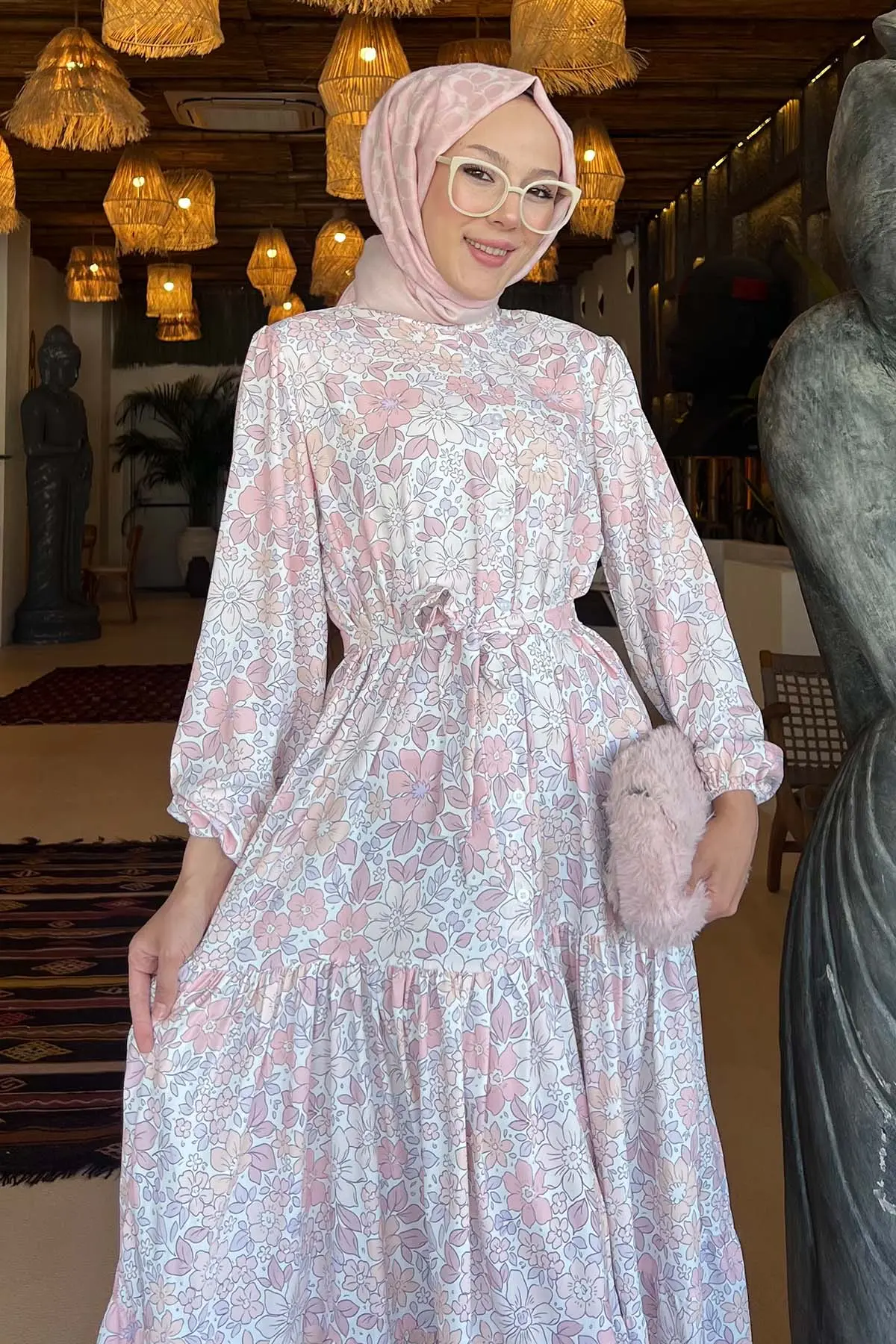 Patterned Hijab Dress-detail