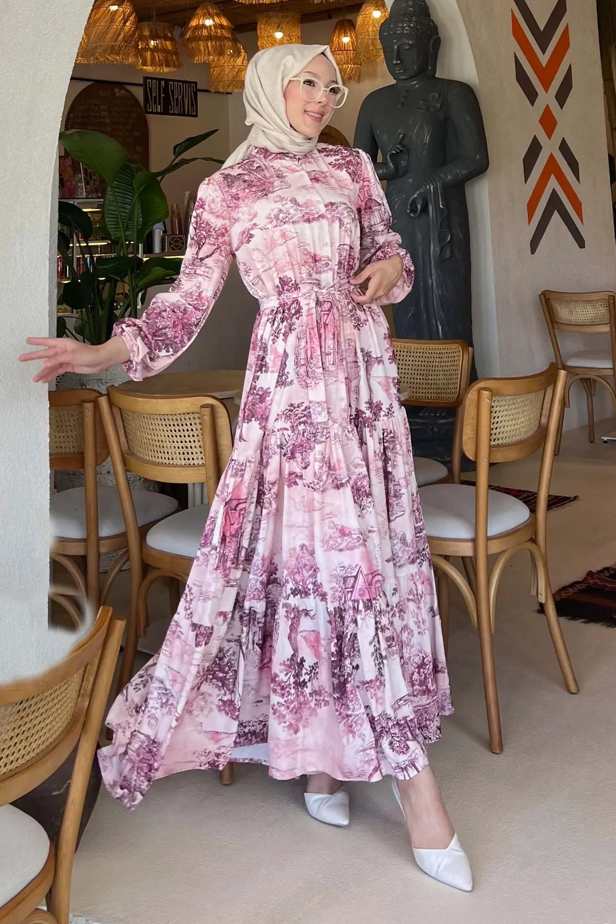 Patterned Hijab Dress-detail