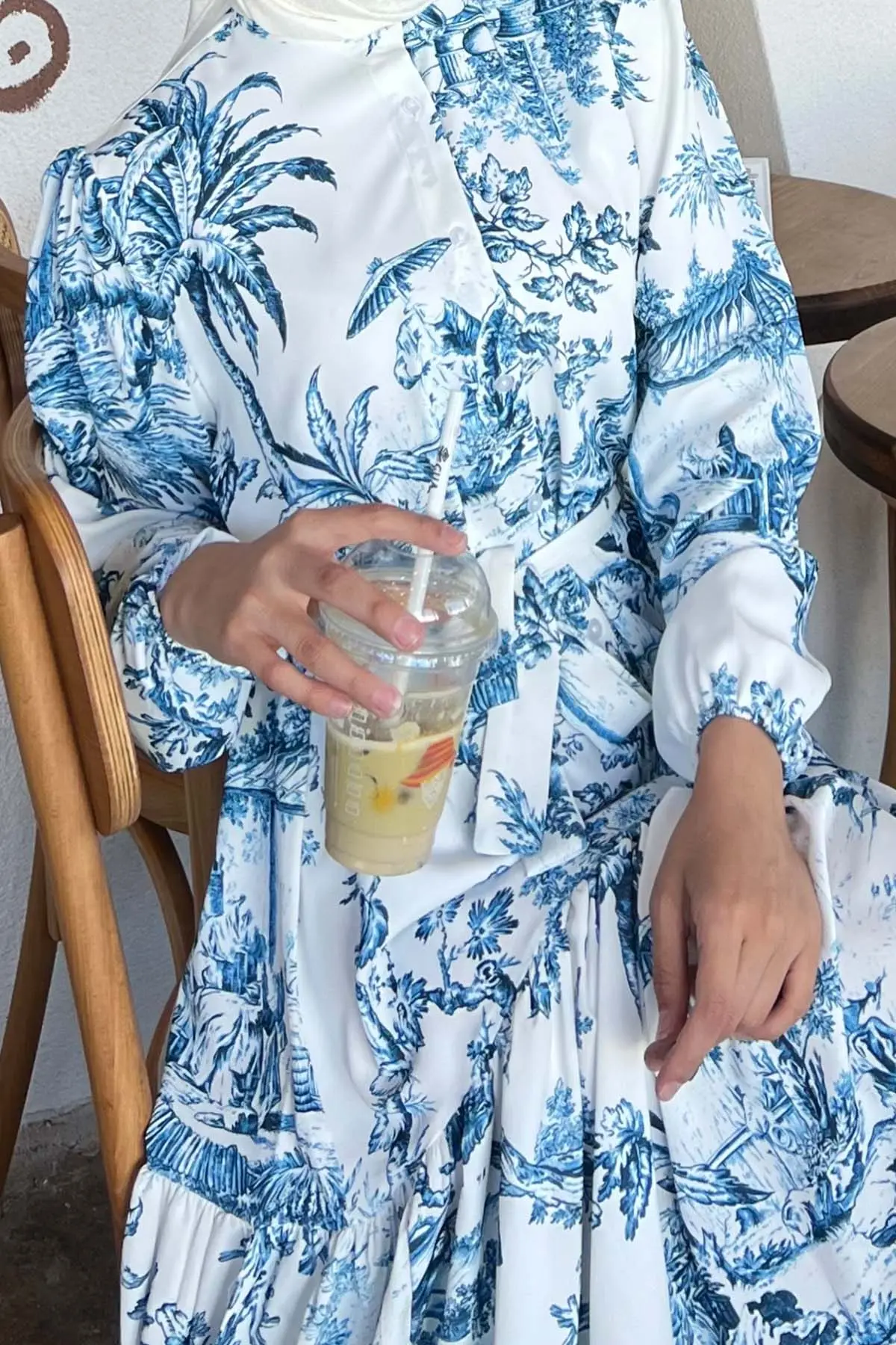 Patterned Hijab Dress-detail