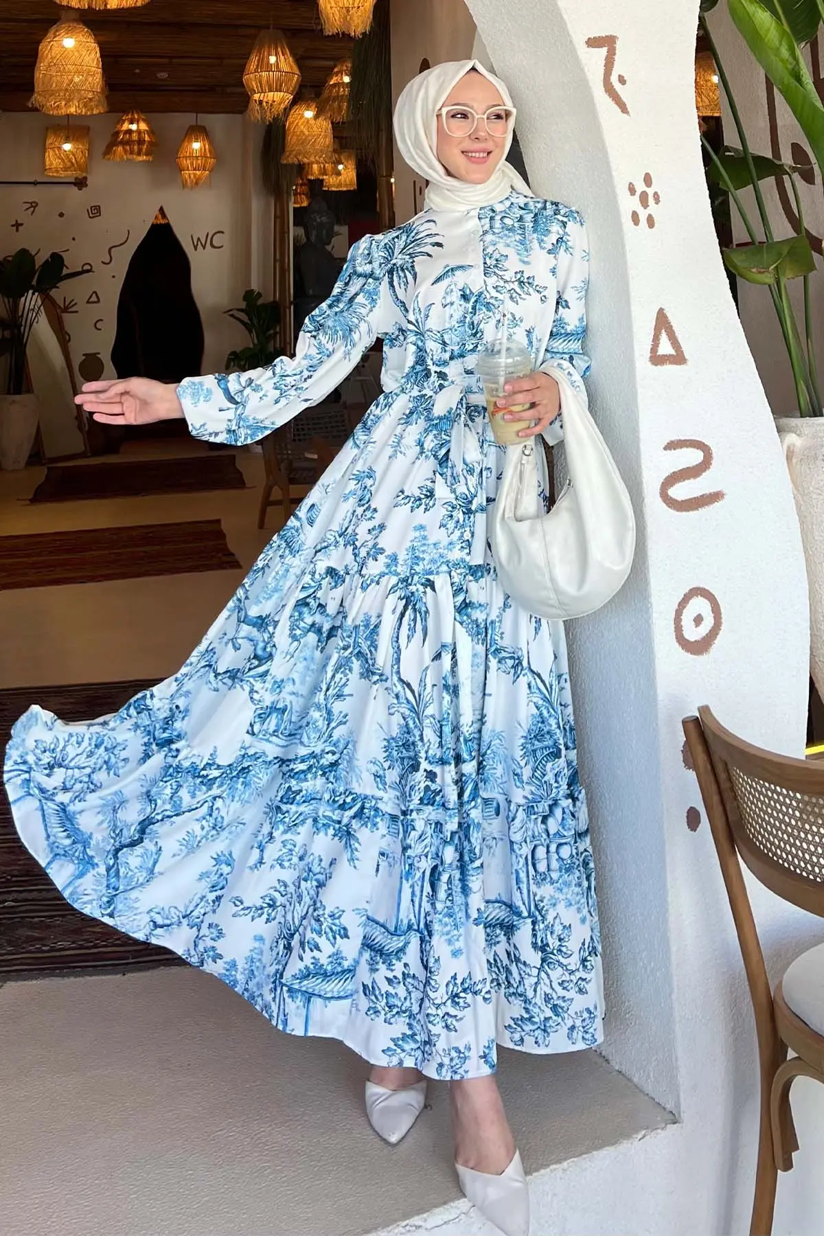 Patterned Hijab Dress-detail