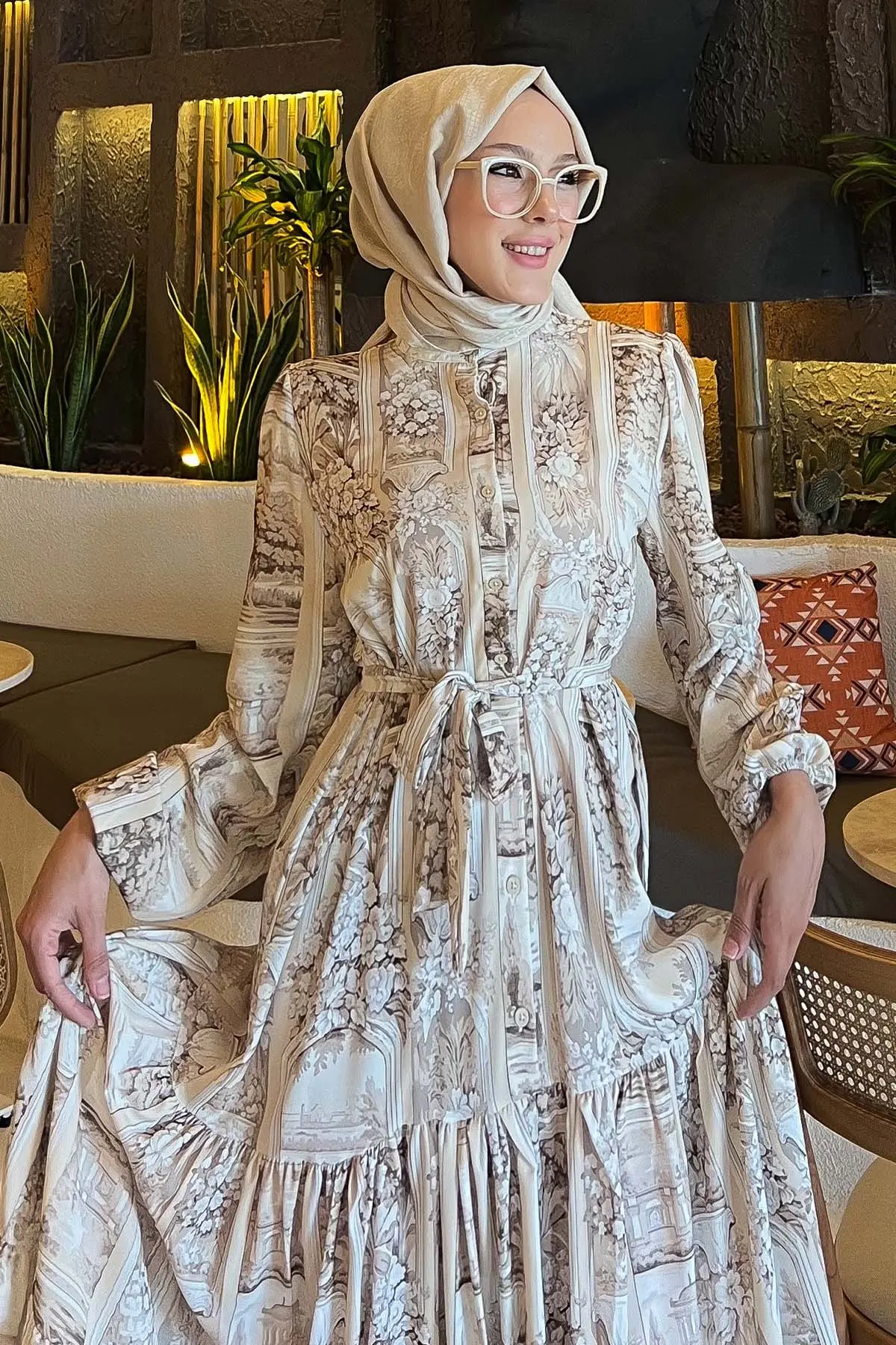 Patterned Hijab Dress-detail