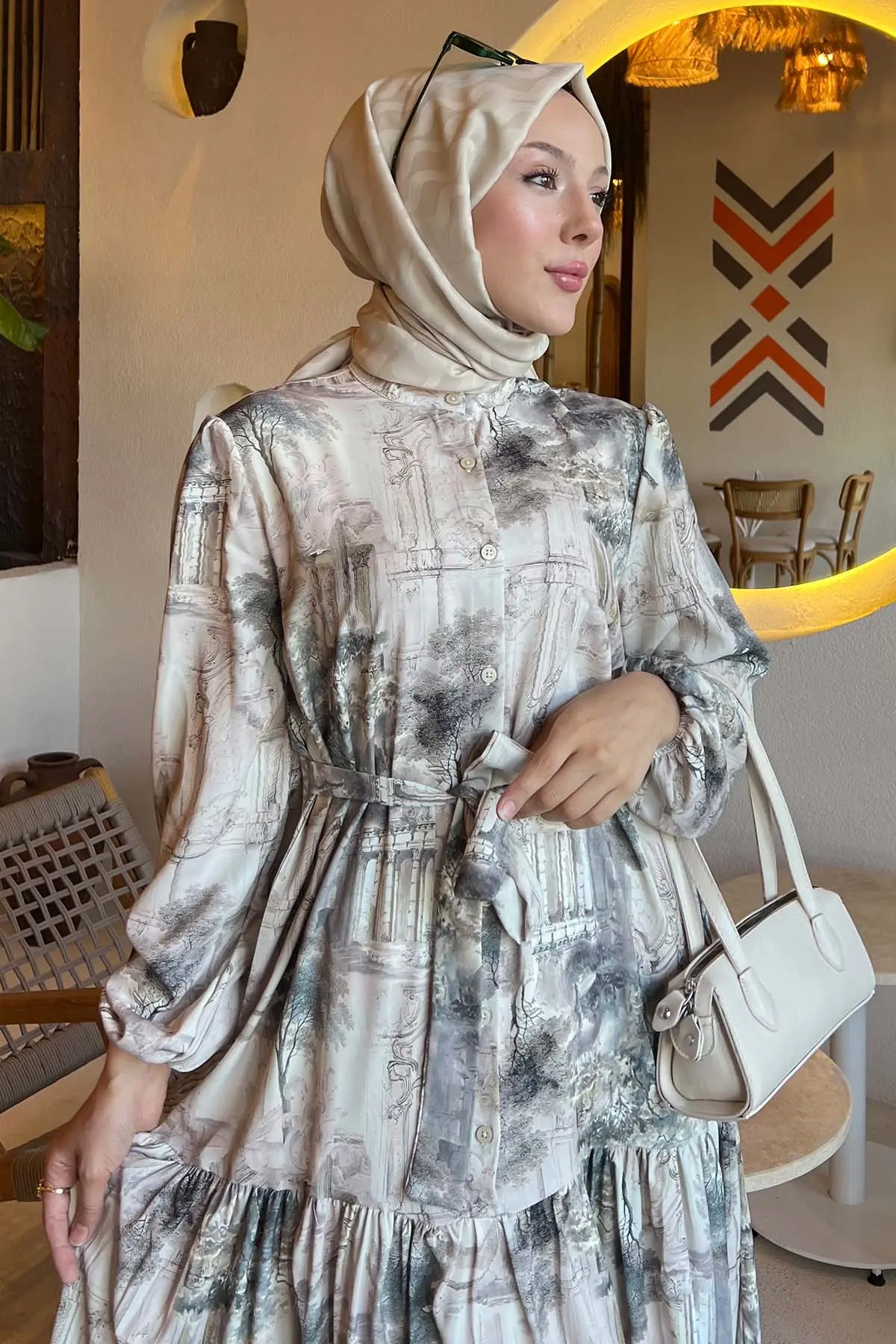 Patterned Hijab Dress-detail