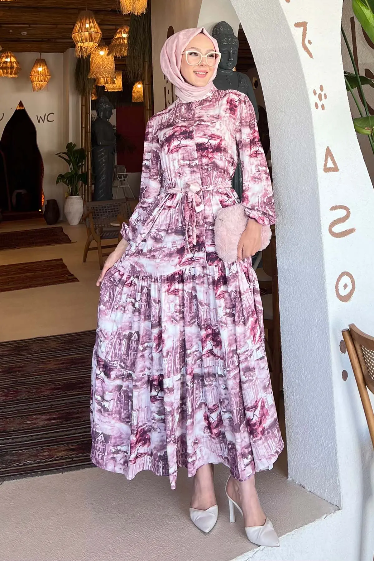 Patterned Hijab Dress-detail