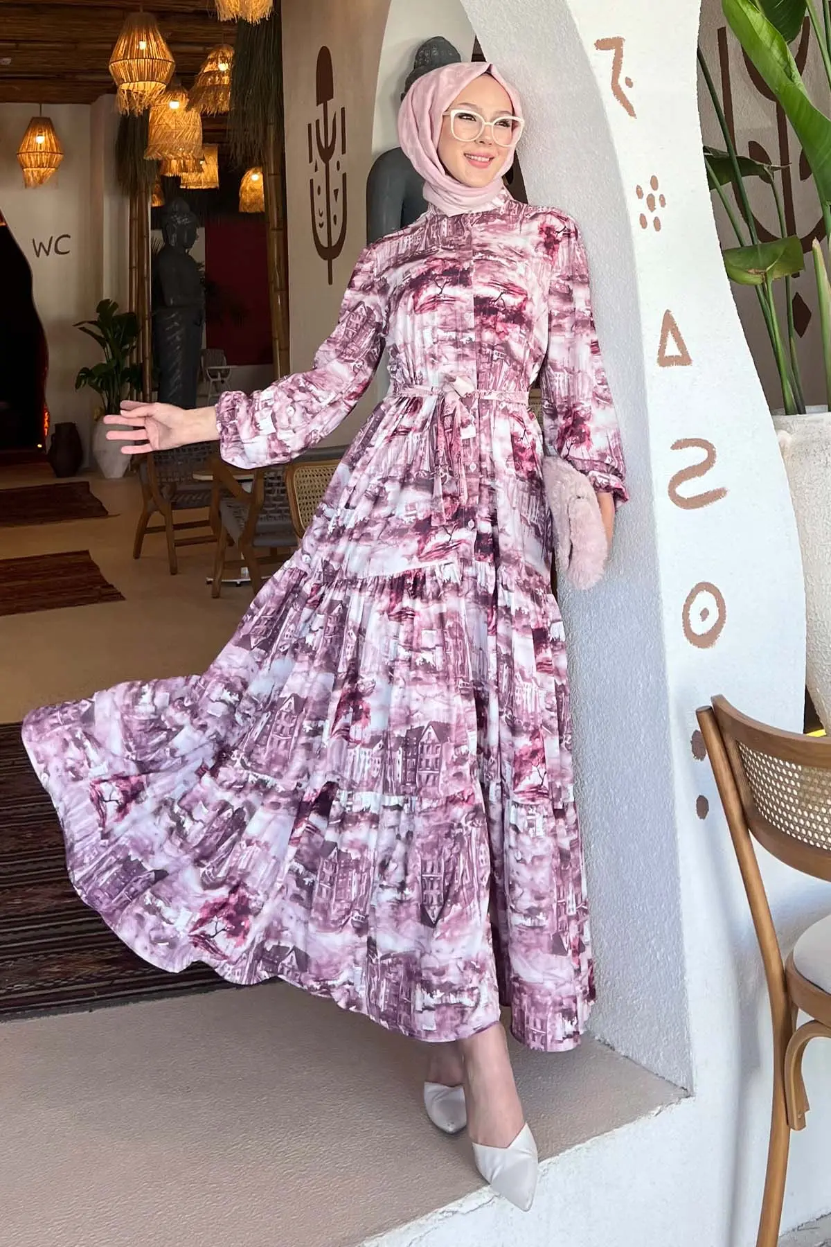 Patterned Hijab Dress-detail