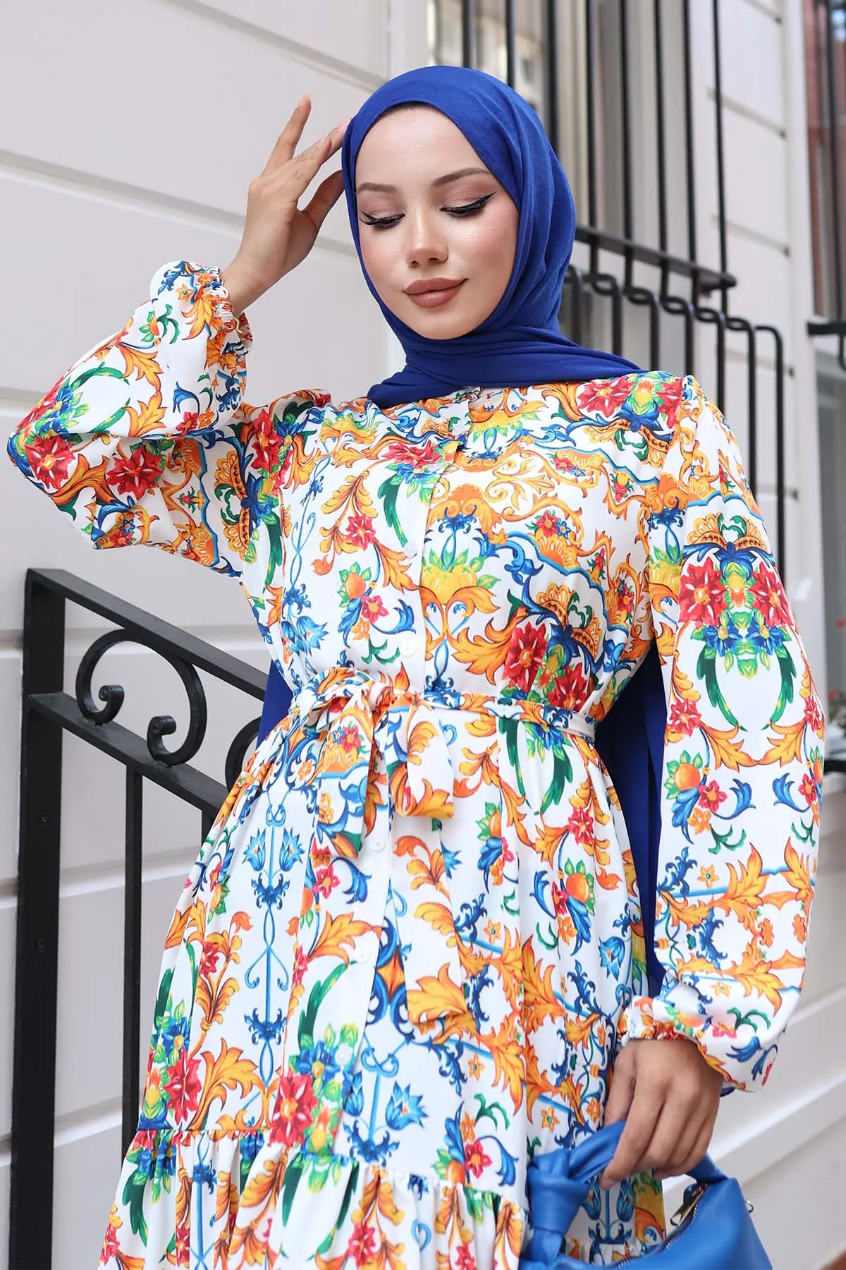 Patterned Hijab Dress-detail