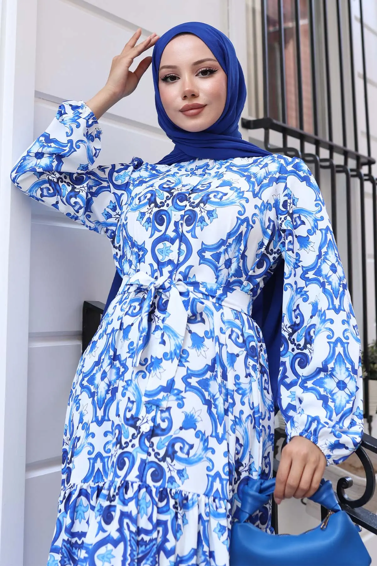 Patterned Hijab Dress-detail