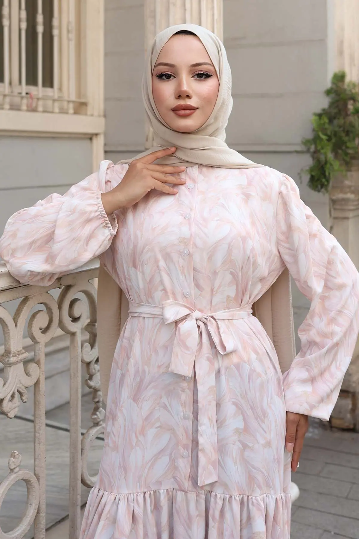 Patterned Hijab Dress-detail