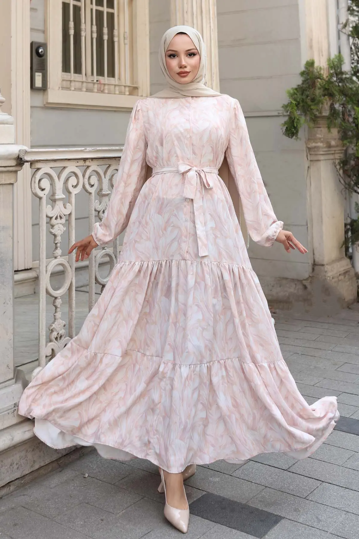 Patterned Hijab Dress-detail