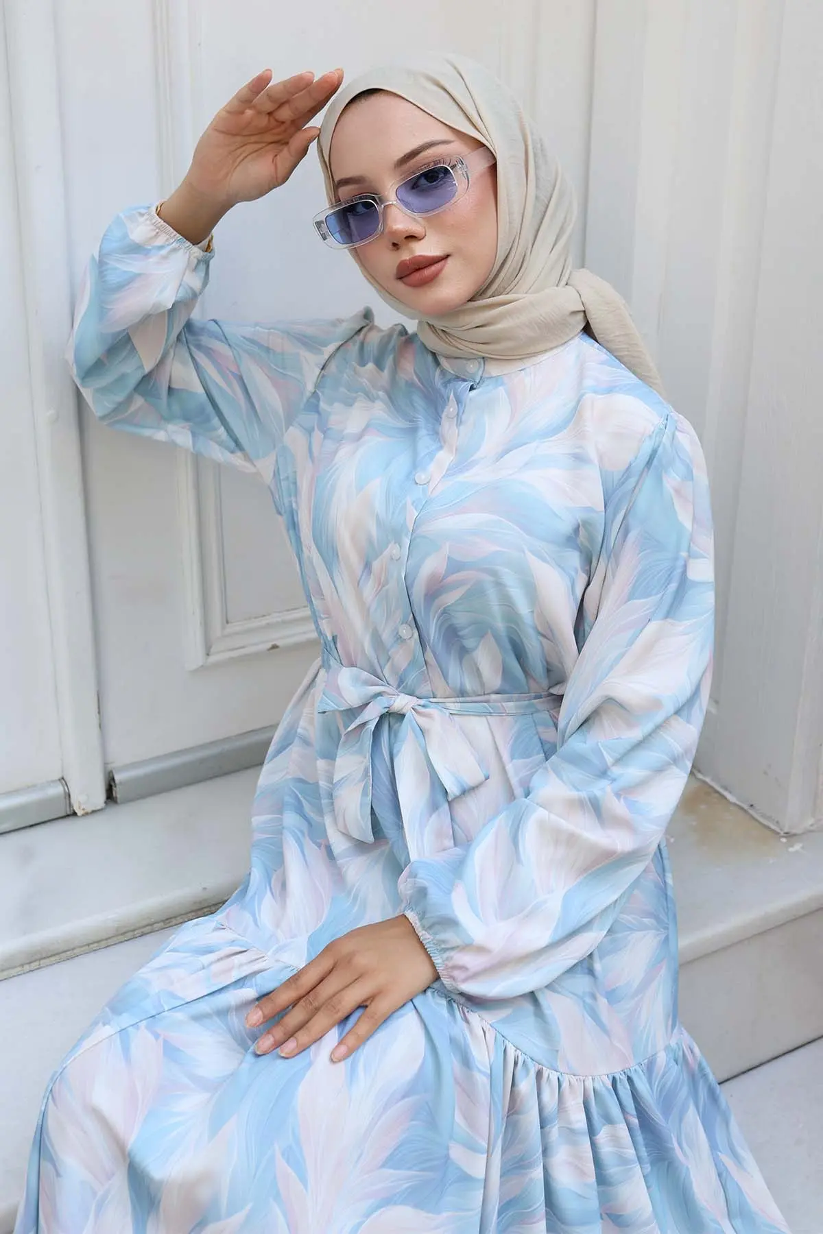 Patterned Hijab Dress-detail