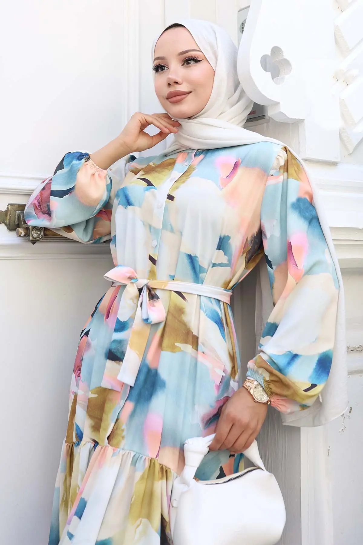 Patterned Hijab Dress-detail