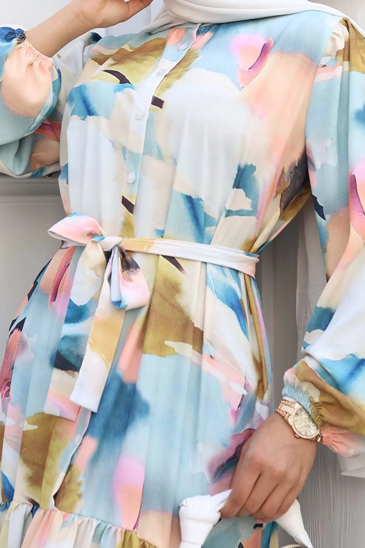 Patterned Hijab Dress-detail