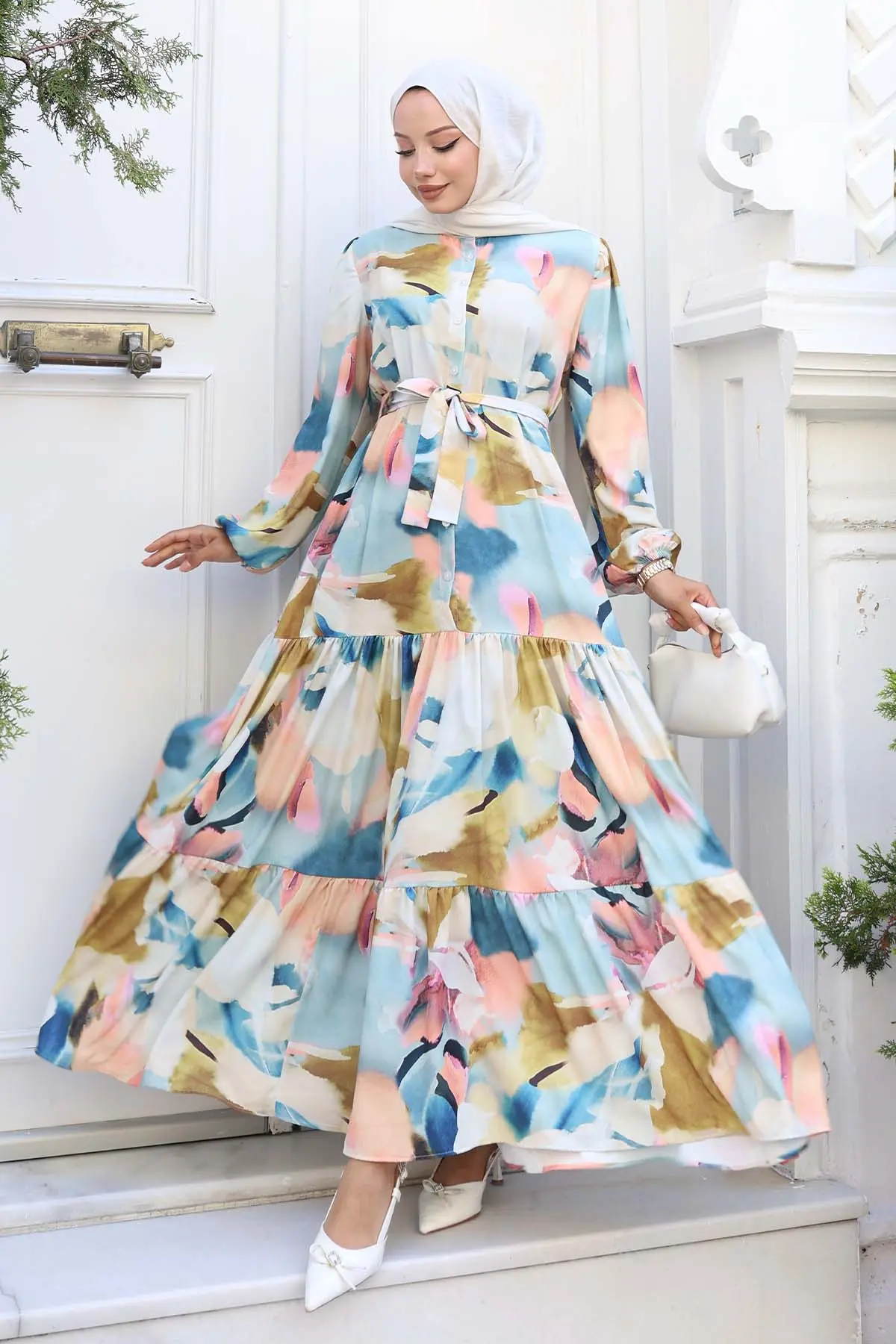 Patterned Hijab Dress-detail