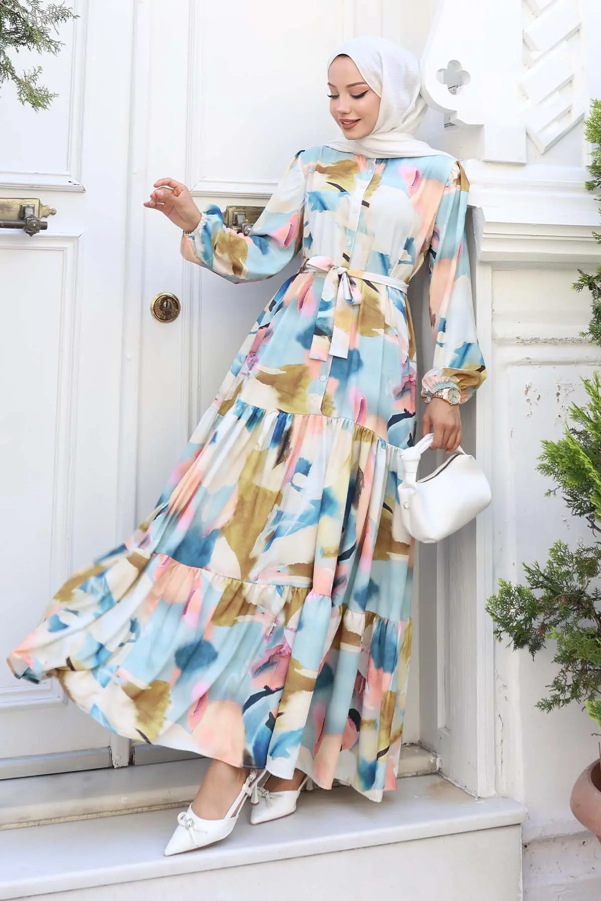 Patterned Hijab Dress-detail