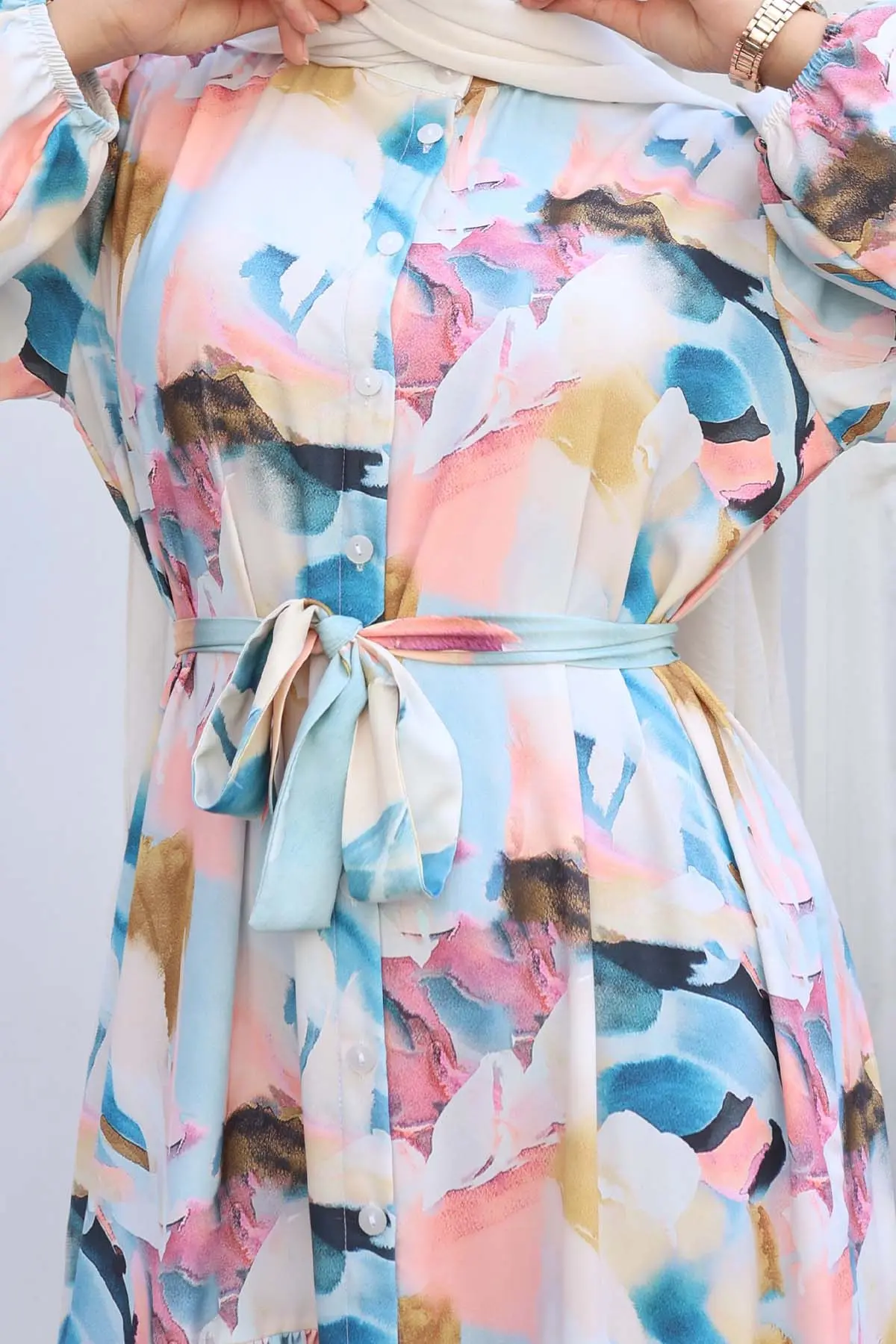 Patterned Hijab Dress-detail