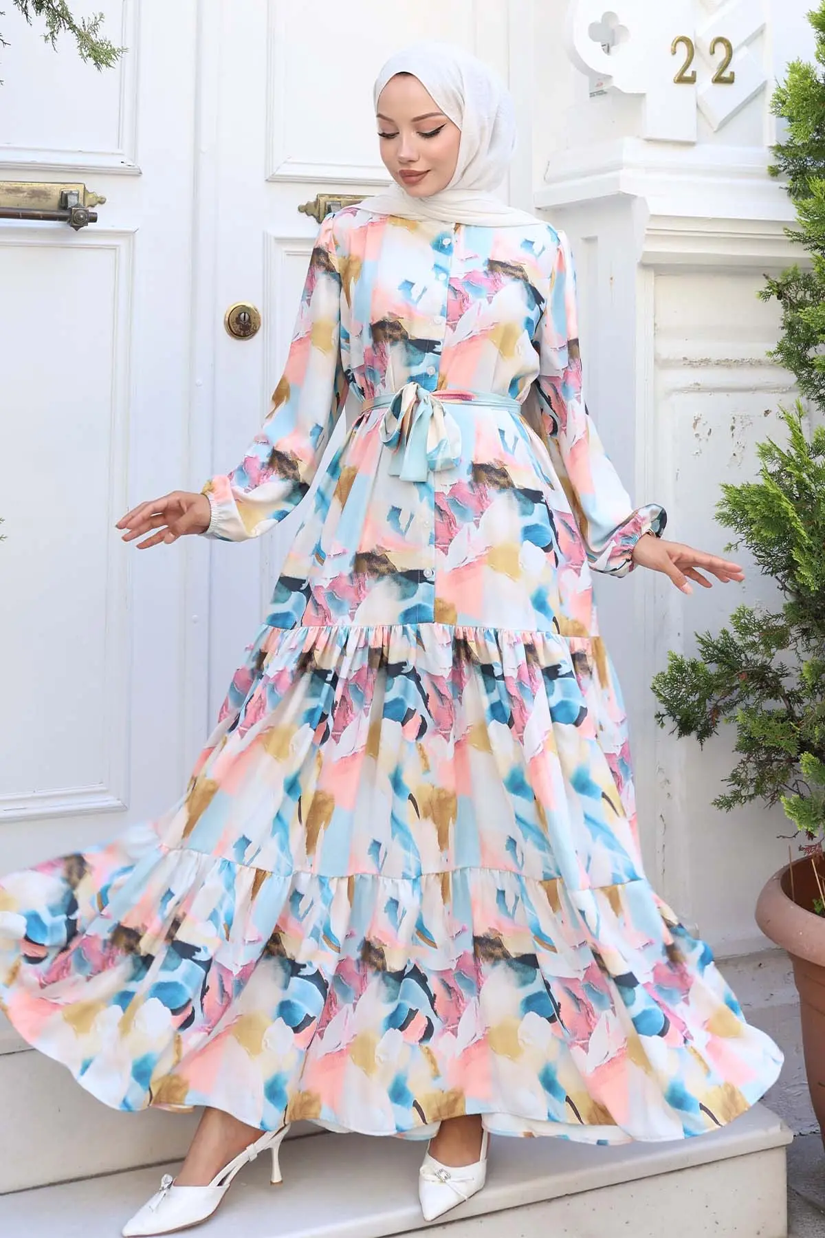 Patterned Hijab Dress-detail