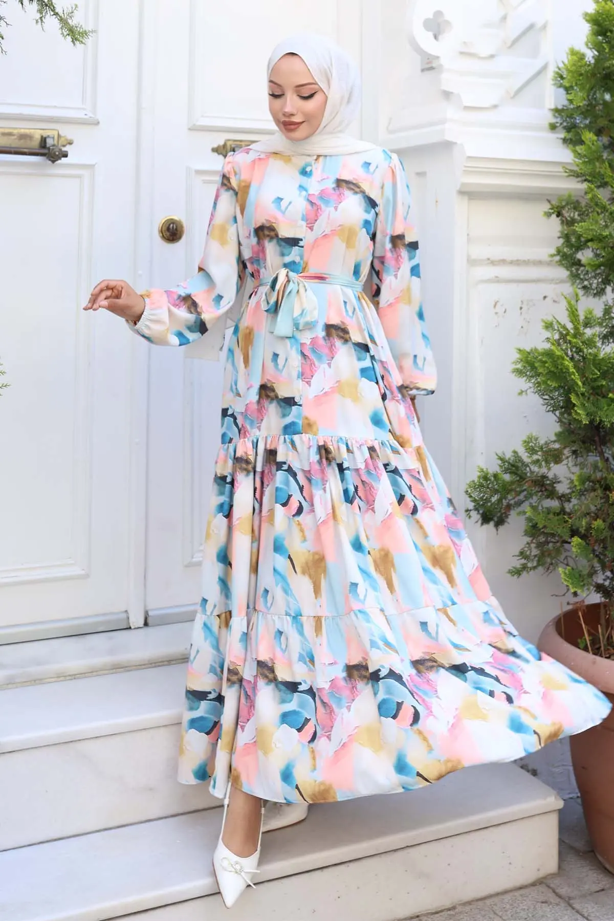 Patterned Hijab Dress-detail