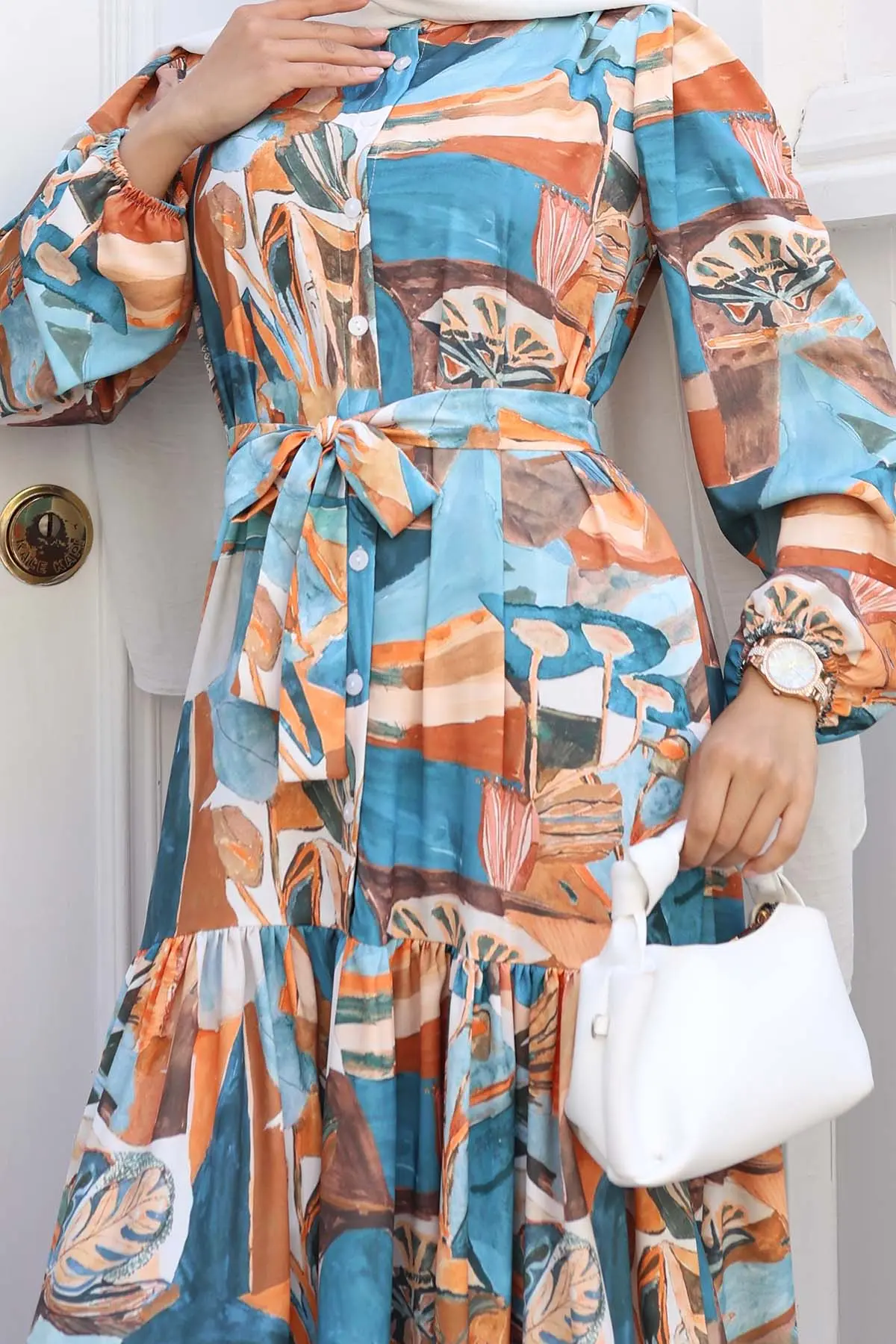 Patterned Hijab Dress-detail