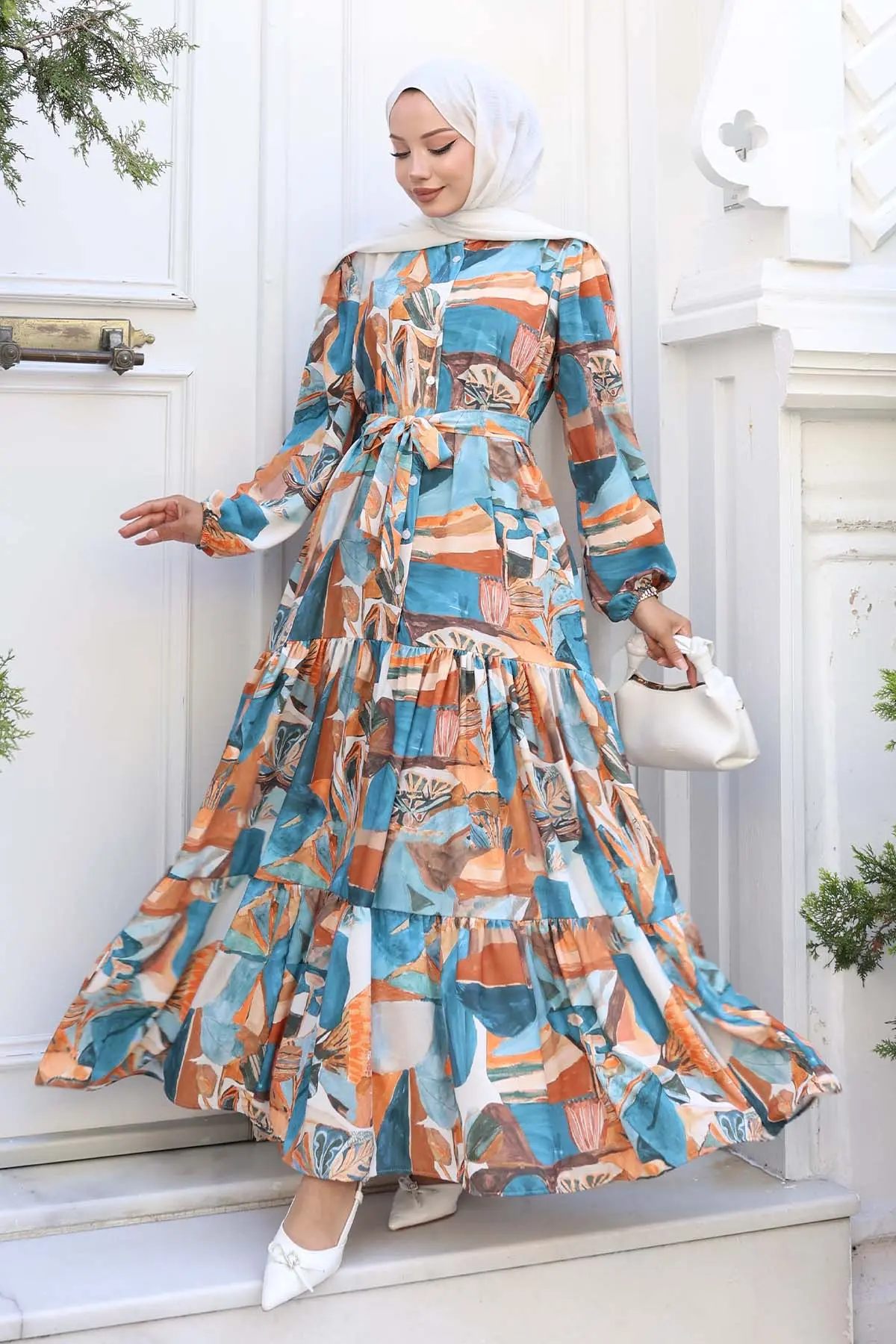 Patterned Hijab Dress-detail