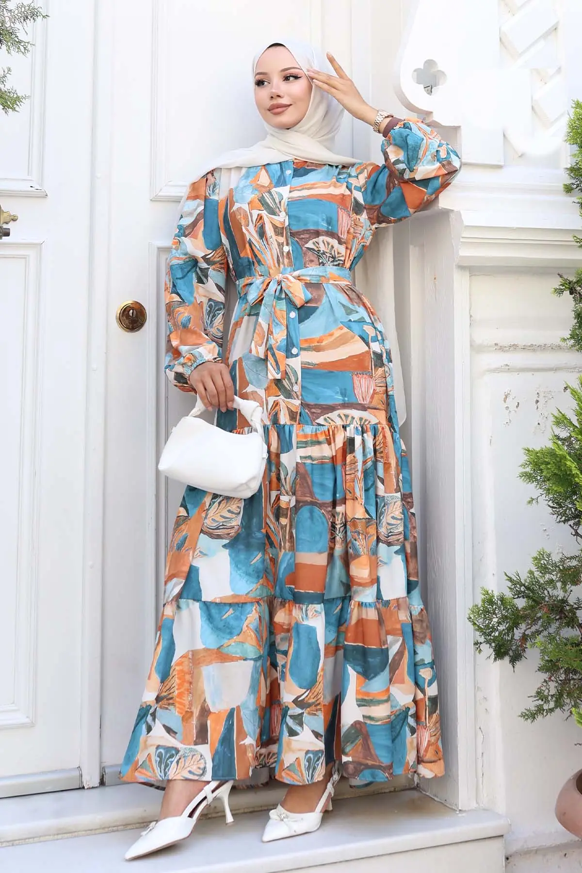 Patterned Hijab Dress-detail