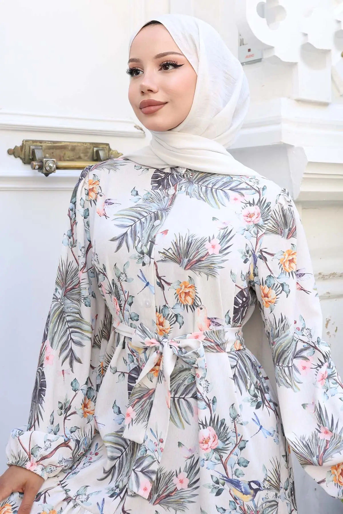 Patterned Hijab Dress-detail