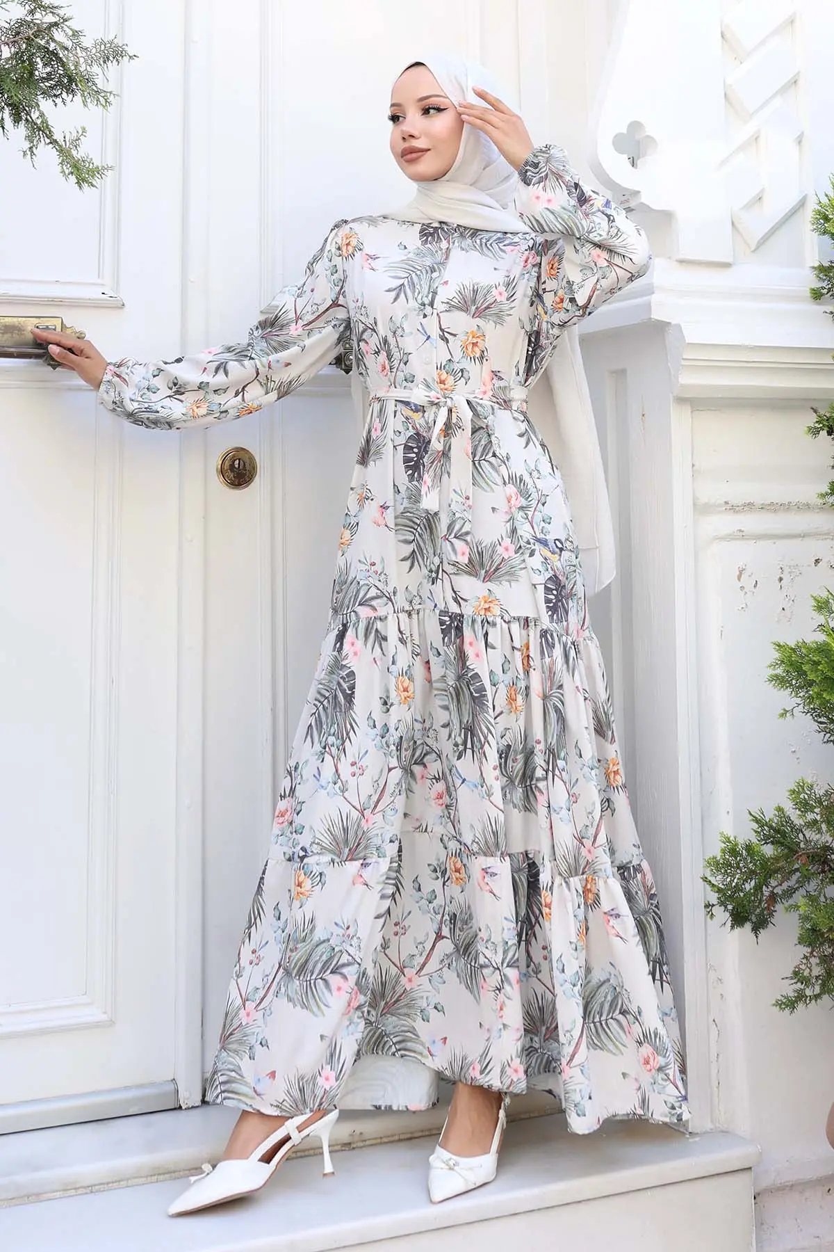 Patterned Hijab Dress-detail