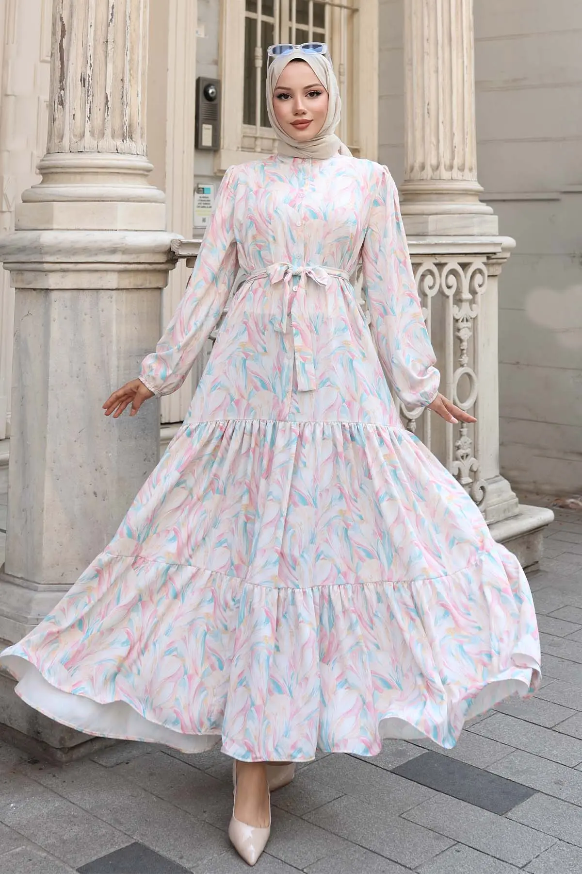 Patterned Hijab Dress-detail