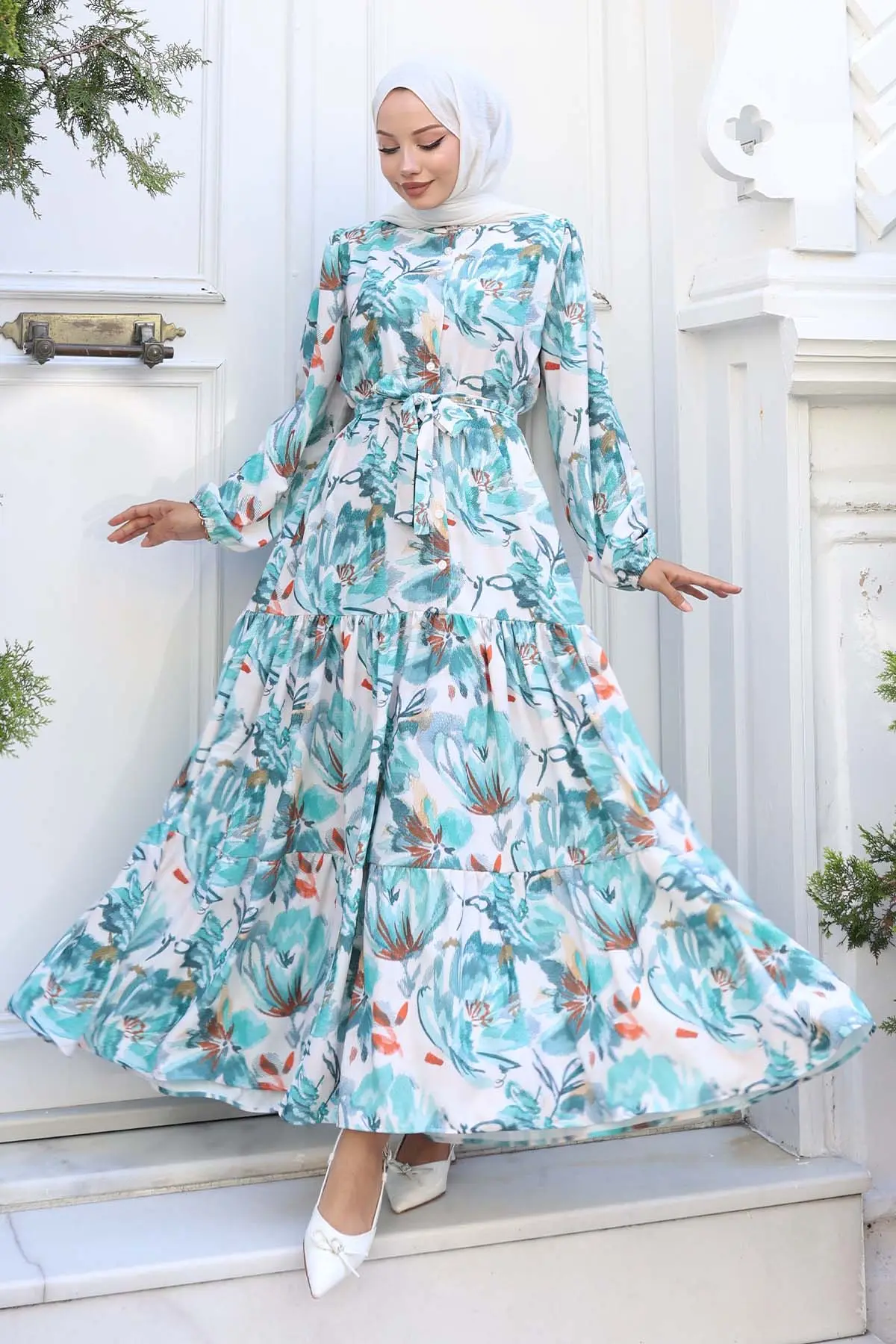 Patterned Hijab Dress-detail