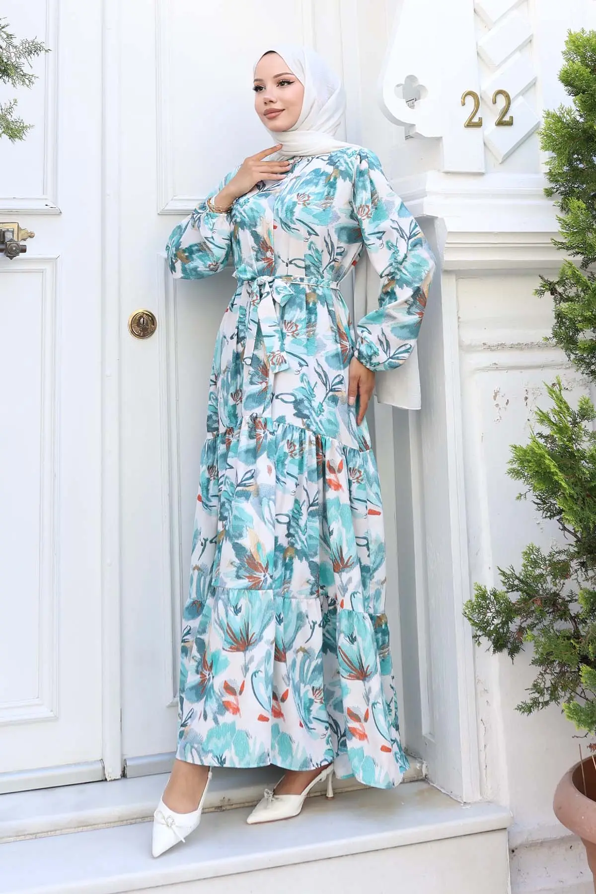 Patterned Hijab Dress-detail