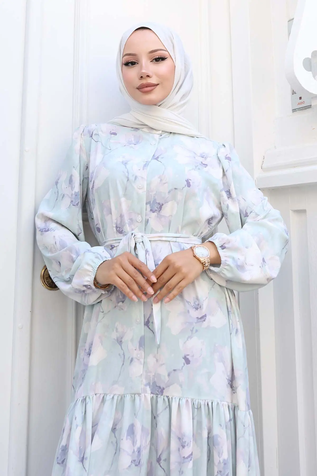 Patterned Hijab Dress-detail