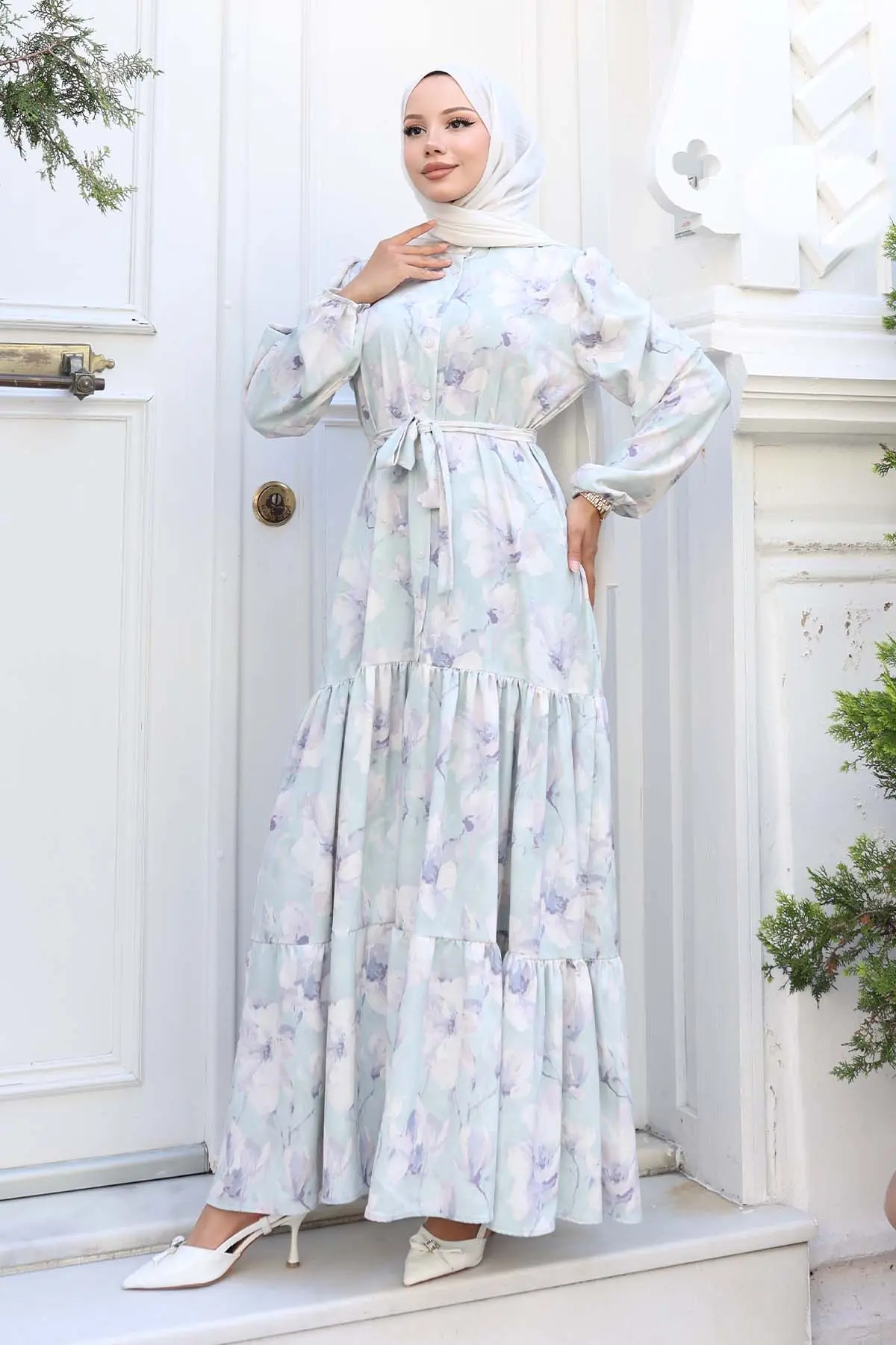 Patterned Hijab Dress-detail