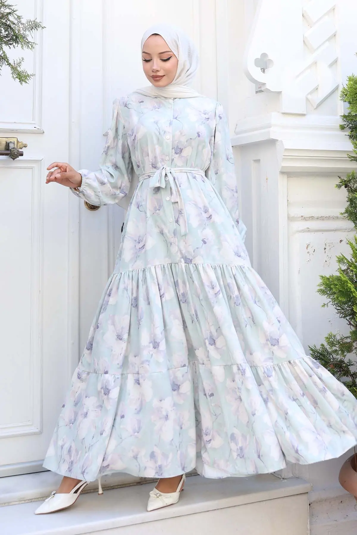 Patterned Hijab Dress-detail