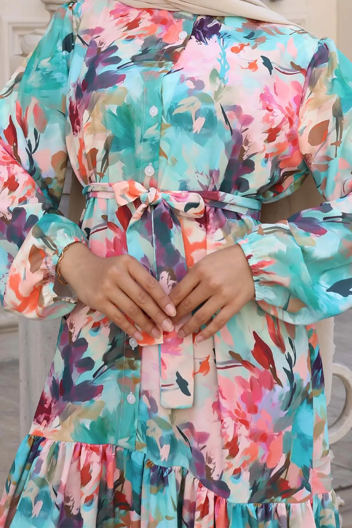 Patterned Hijab Dress-detail