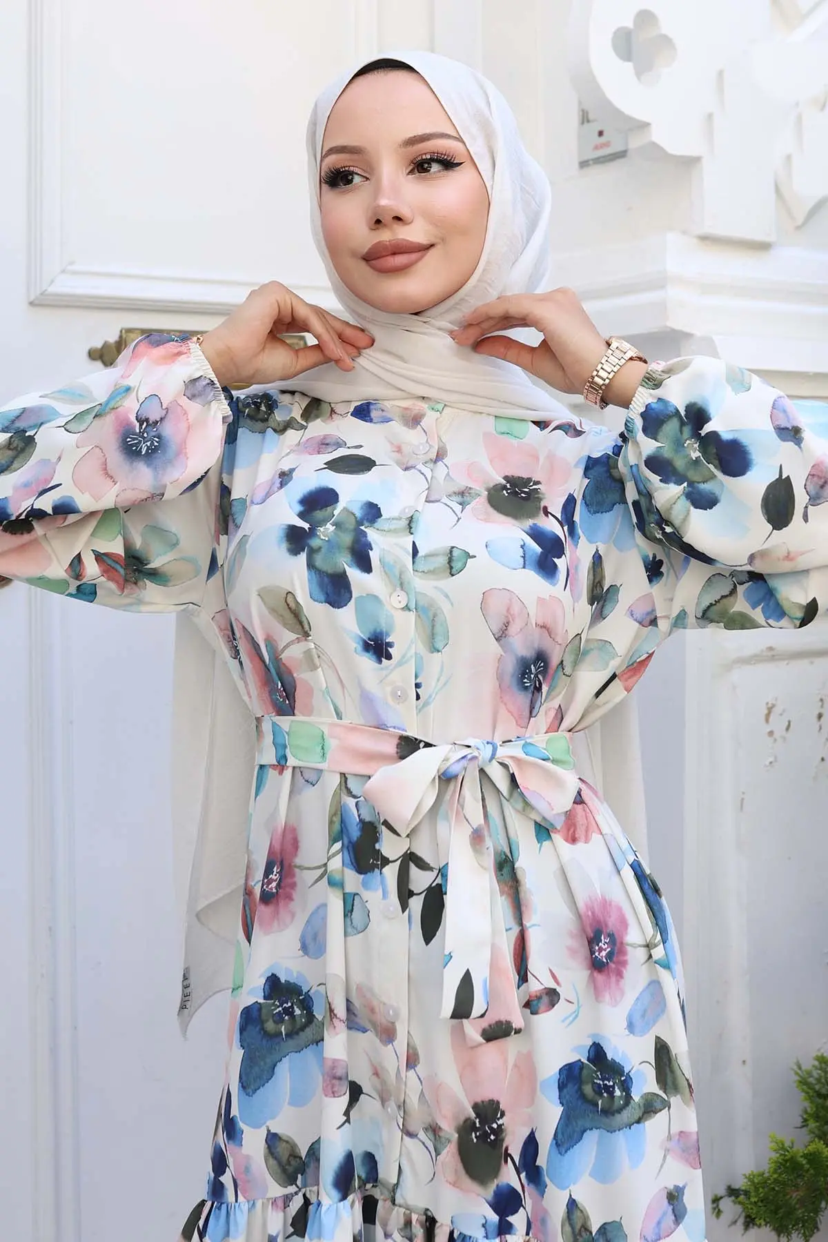 Patterned Hijab Dress-detail