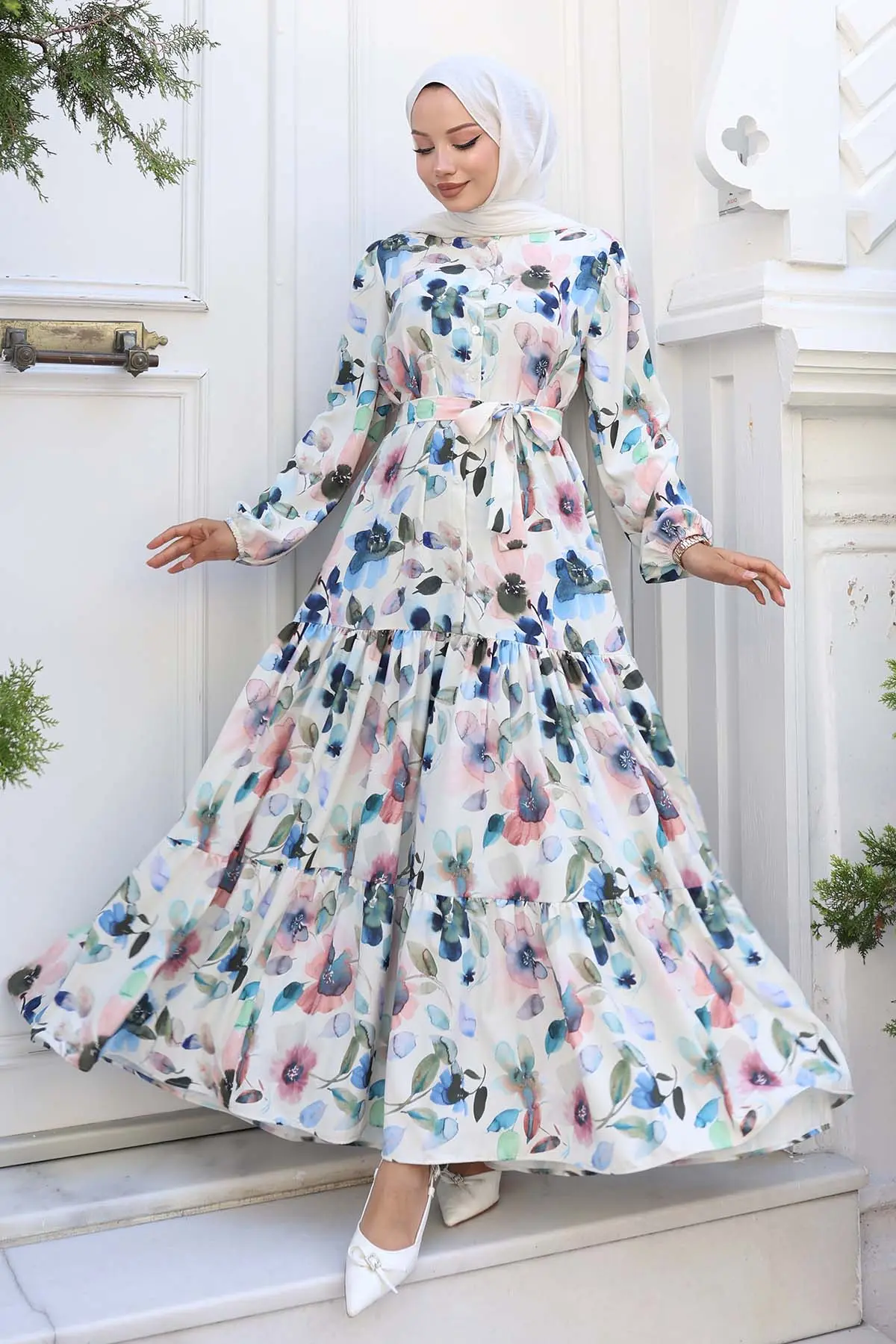 Patterned Hijab Dress-detail