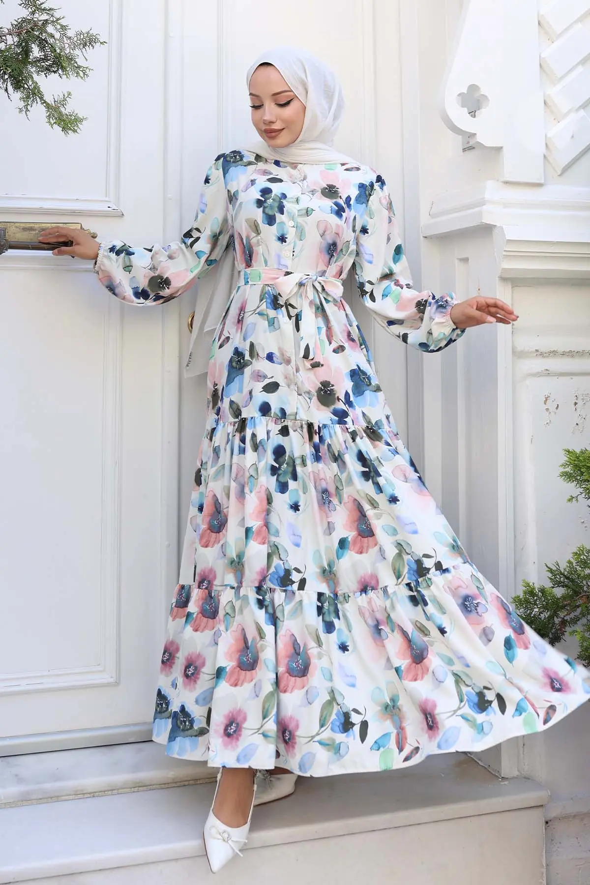 Patterned Hijab Dress-detail