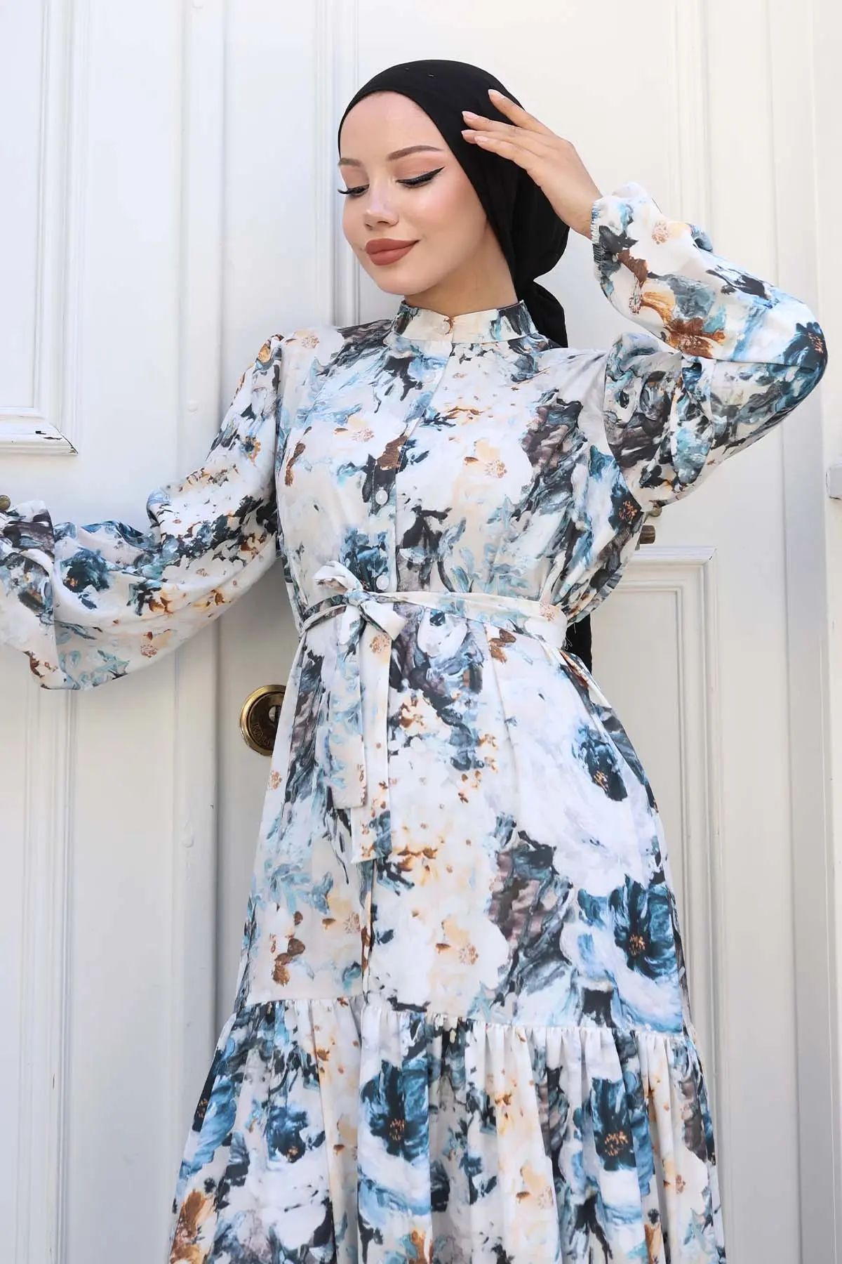 Patterned Hijab Dress-detail