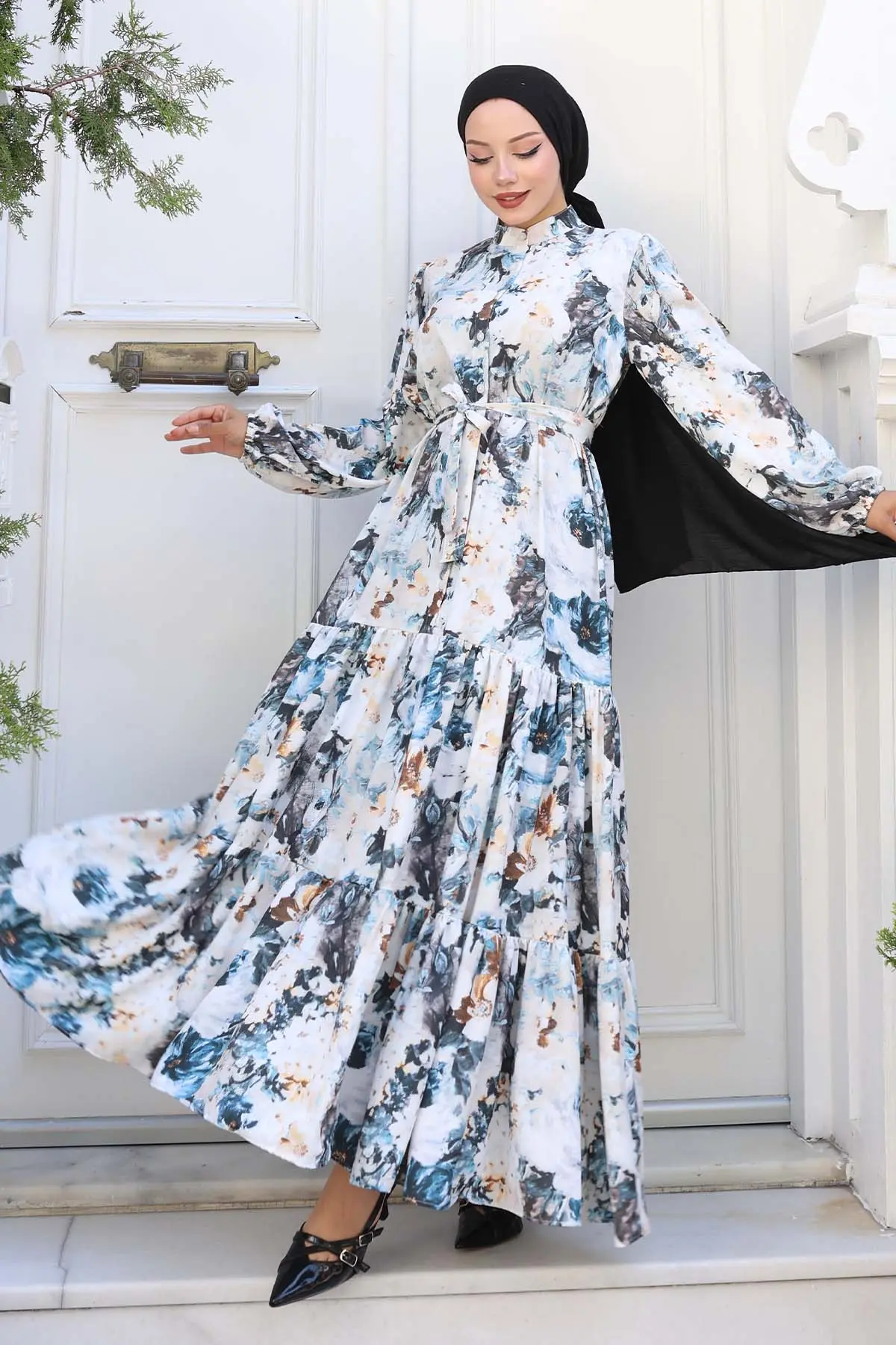 Patterned Hijab Dress-detail