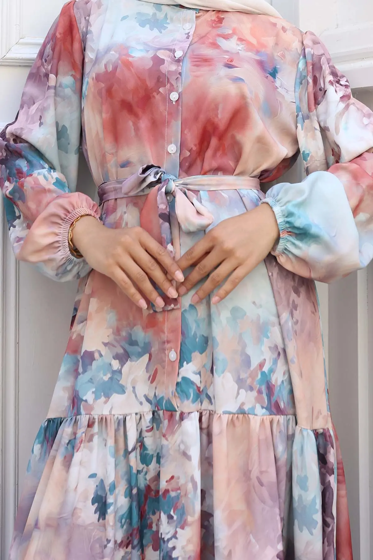 Patterned Hijab Dress-detail