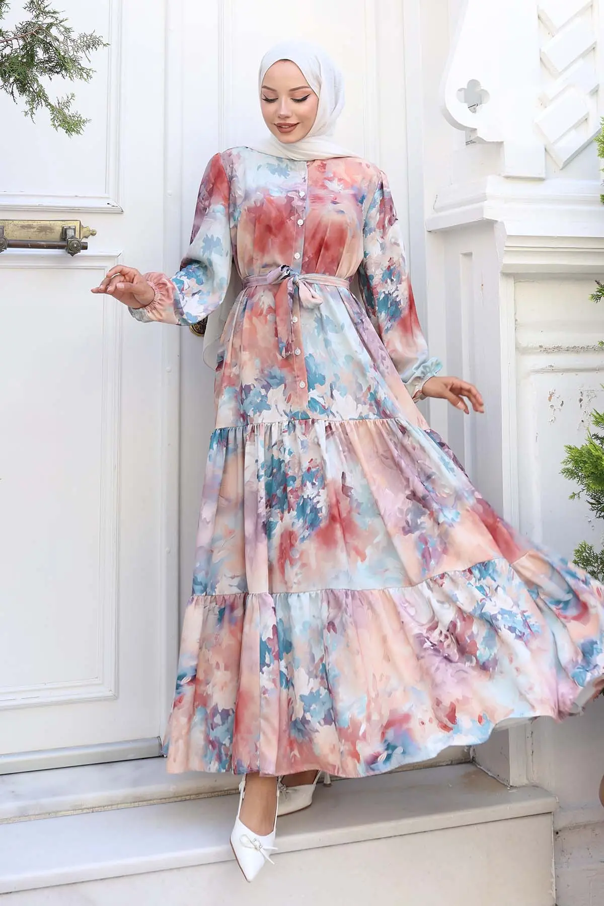 Patterned Hijab Dress-detail