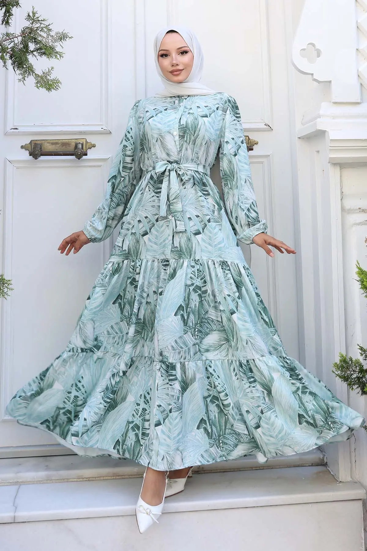 Patterned Hijab Dress-detail