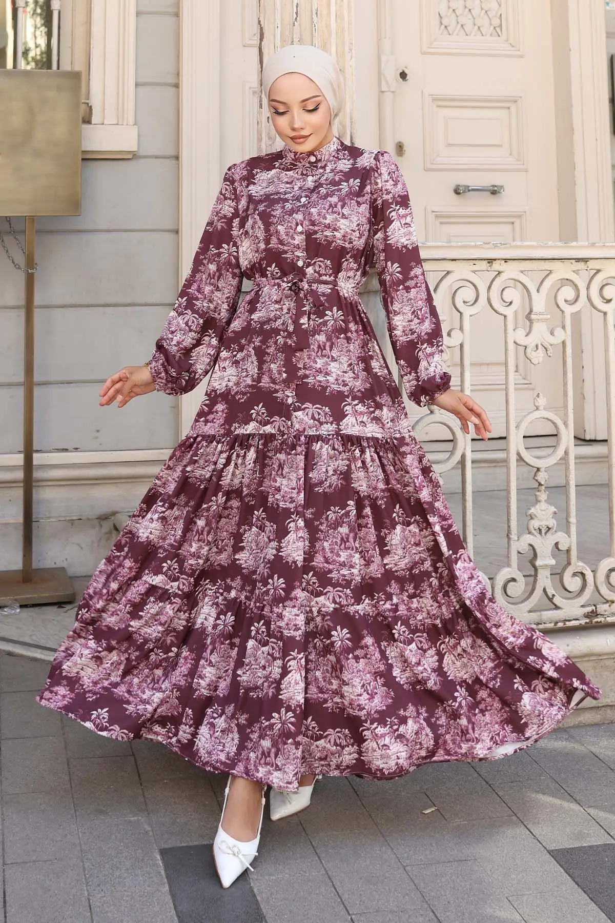 Patterned Hijab Dress-detail