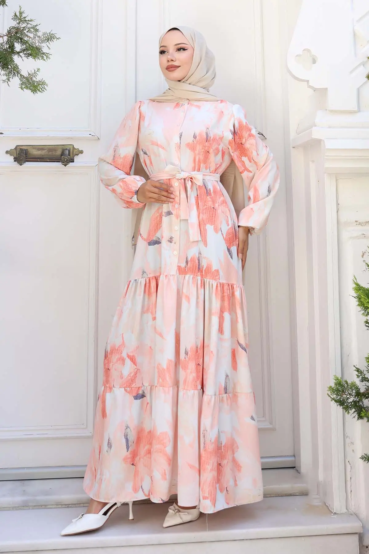 Patterned Hijab Dress-detail