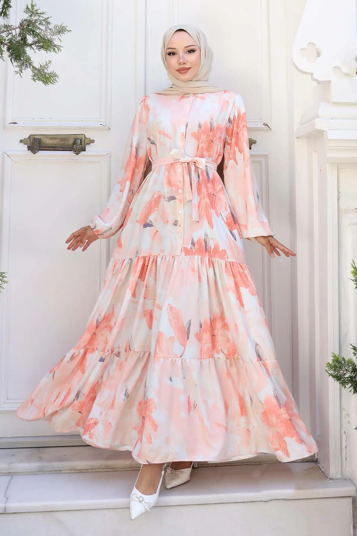 Patterned Hijab Dress-detail