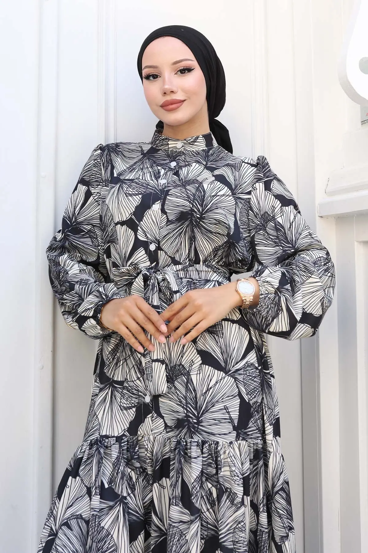 Patterned Hijab Dress-detail