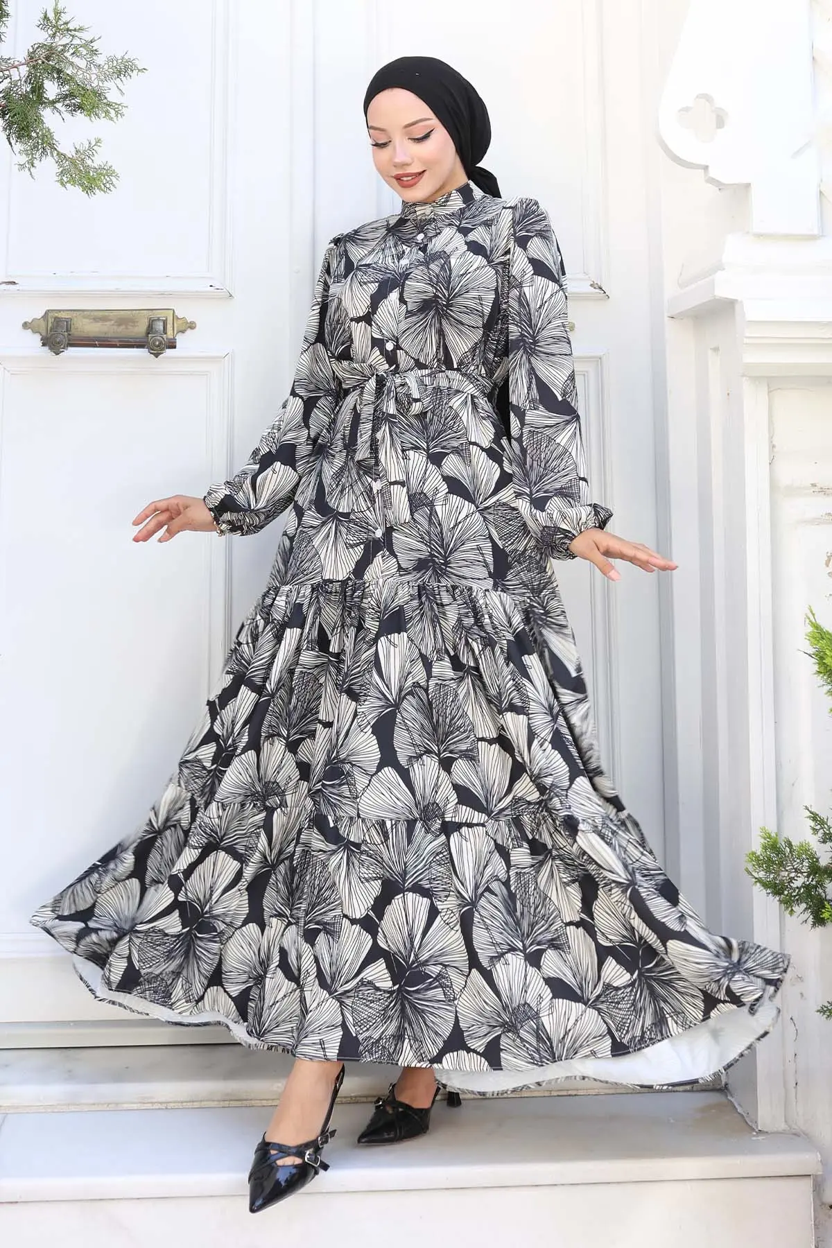 Patterned Hijab Dress-detail